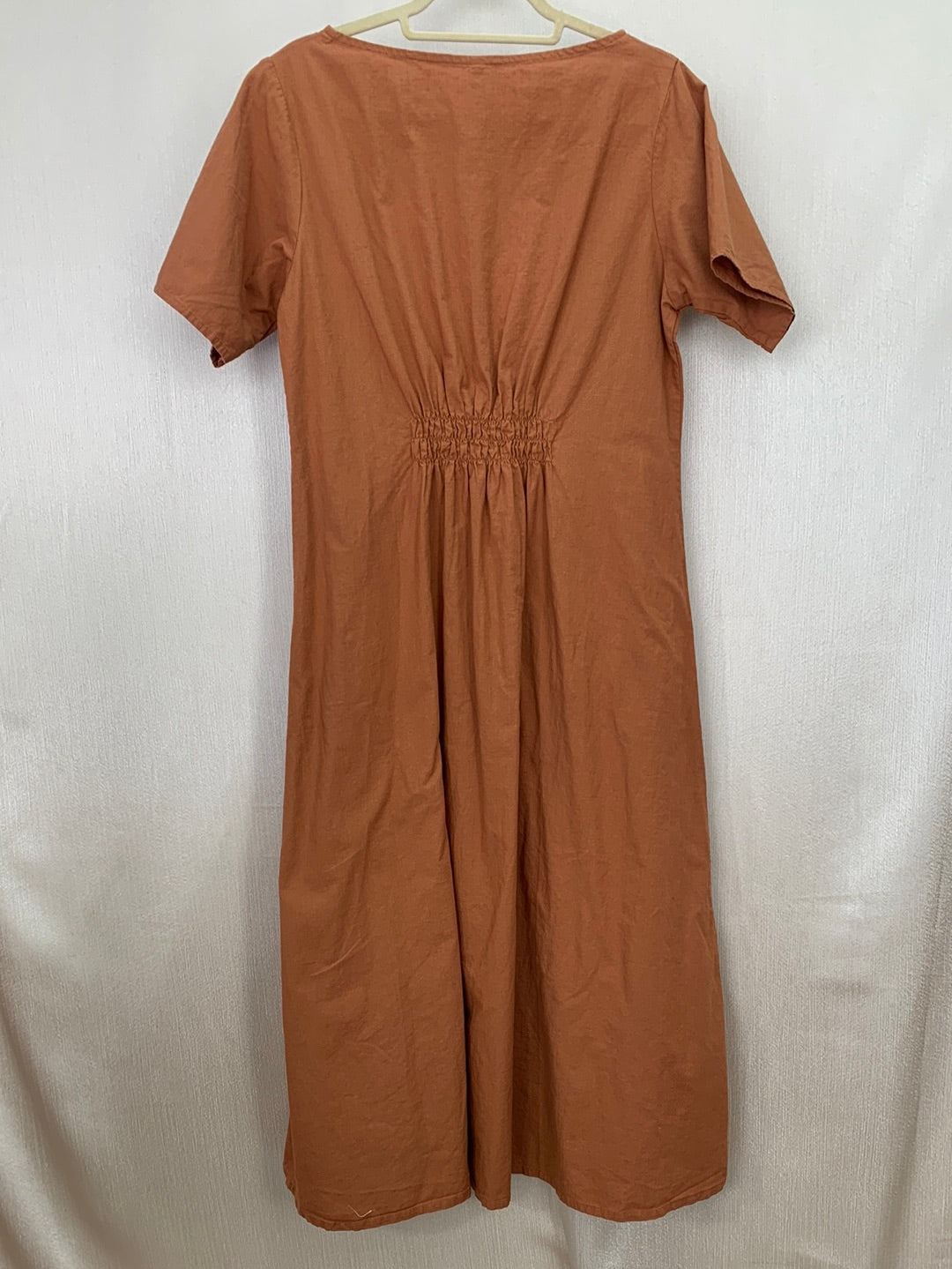 MATA TRADERS rust orange 100% Cotton Short Sleeve Midi Dress - XL
