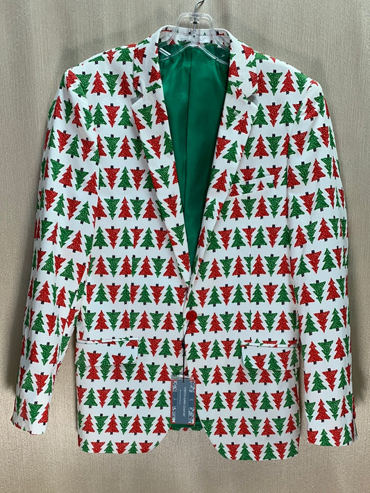 NWT - SUSLO COUTURE red green Tree Christmas Slim Fit Blazer - M | 40