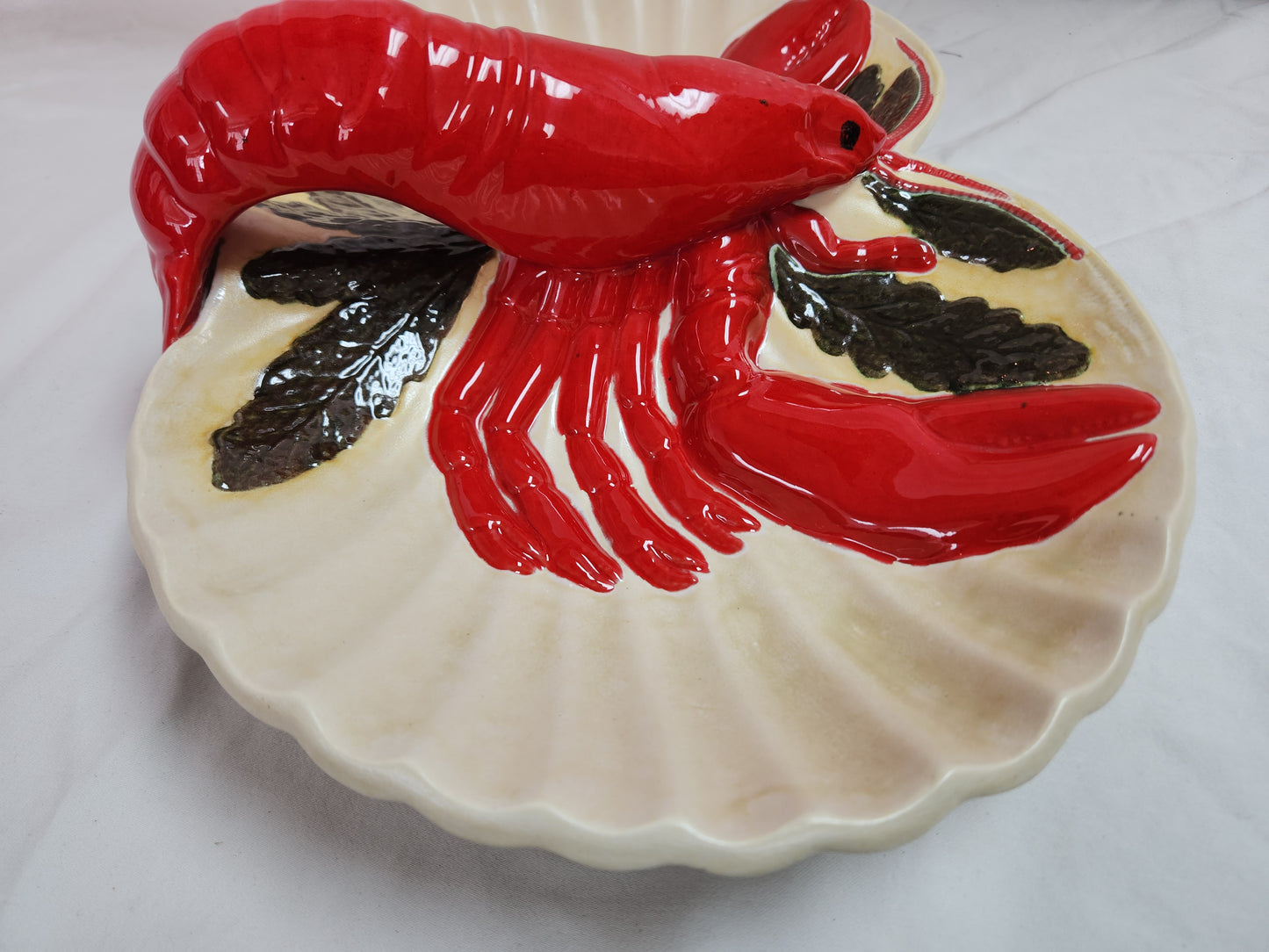 Mid-20th Century Ceramic Divided Lobster Serving Tray by Holland Mold