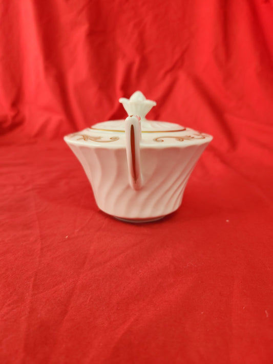 Syracuse Gray & Gold Baroque Sugar Bowl w/Lid