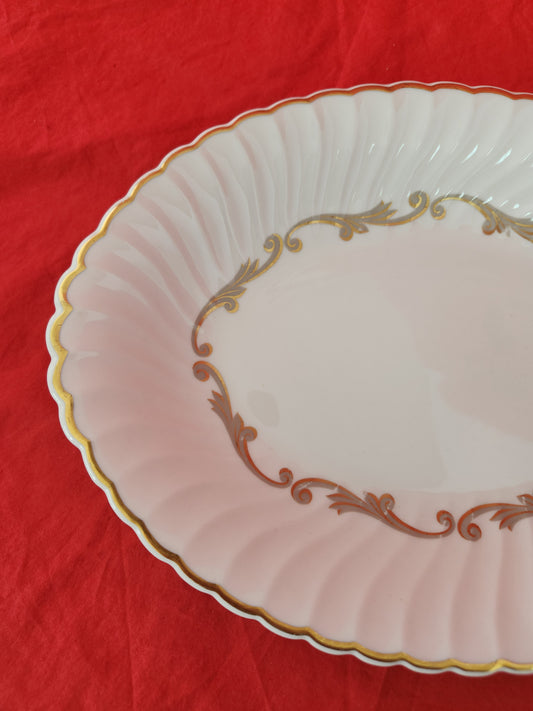 Syracuse Gray & Gold Baroque 12" Oval Serving Platter
