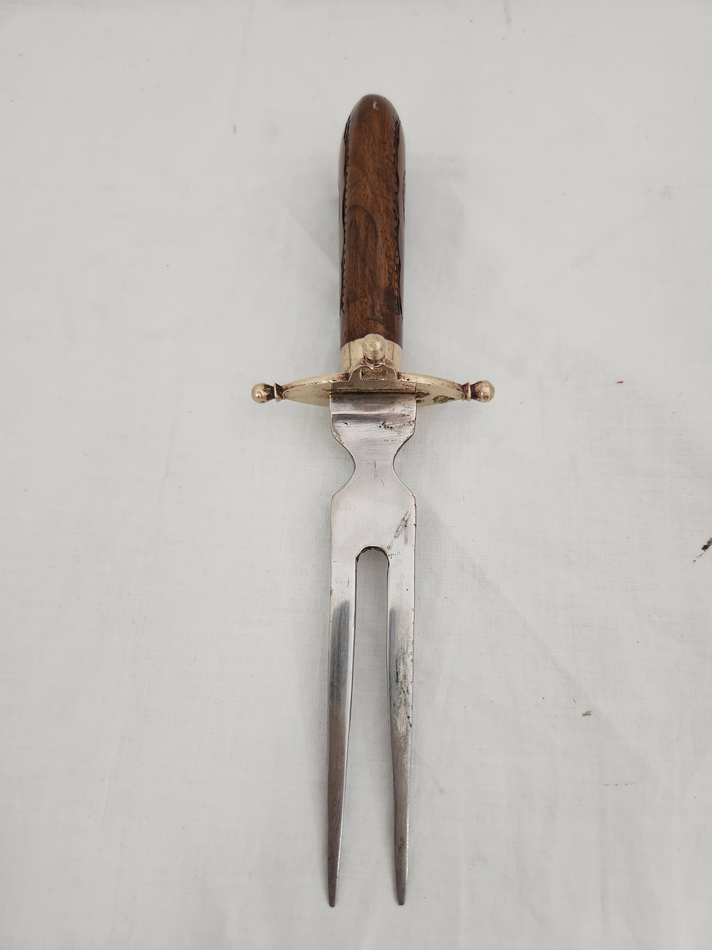 VTG - Indian Knife & Fork Carving Set w/Wood & Brass Case