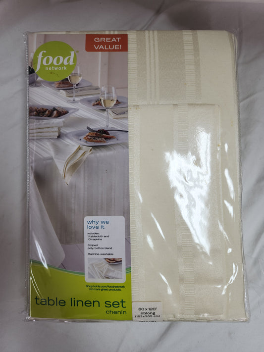 NIP - Food Network Ivory 60x120 Oblong Table Linen Set - Package damaged
