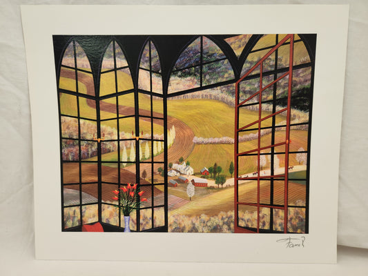 "Rolling Fields" Seriolithograph in color on paper by Fanch - Signed & Certified