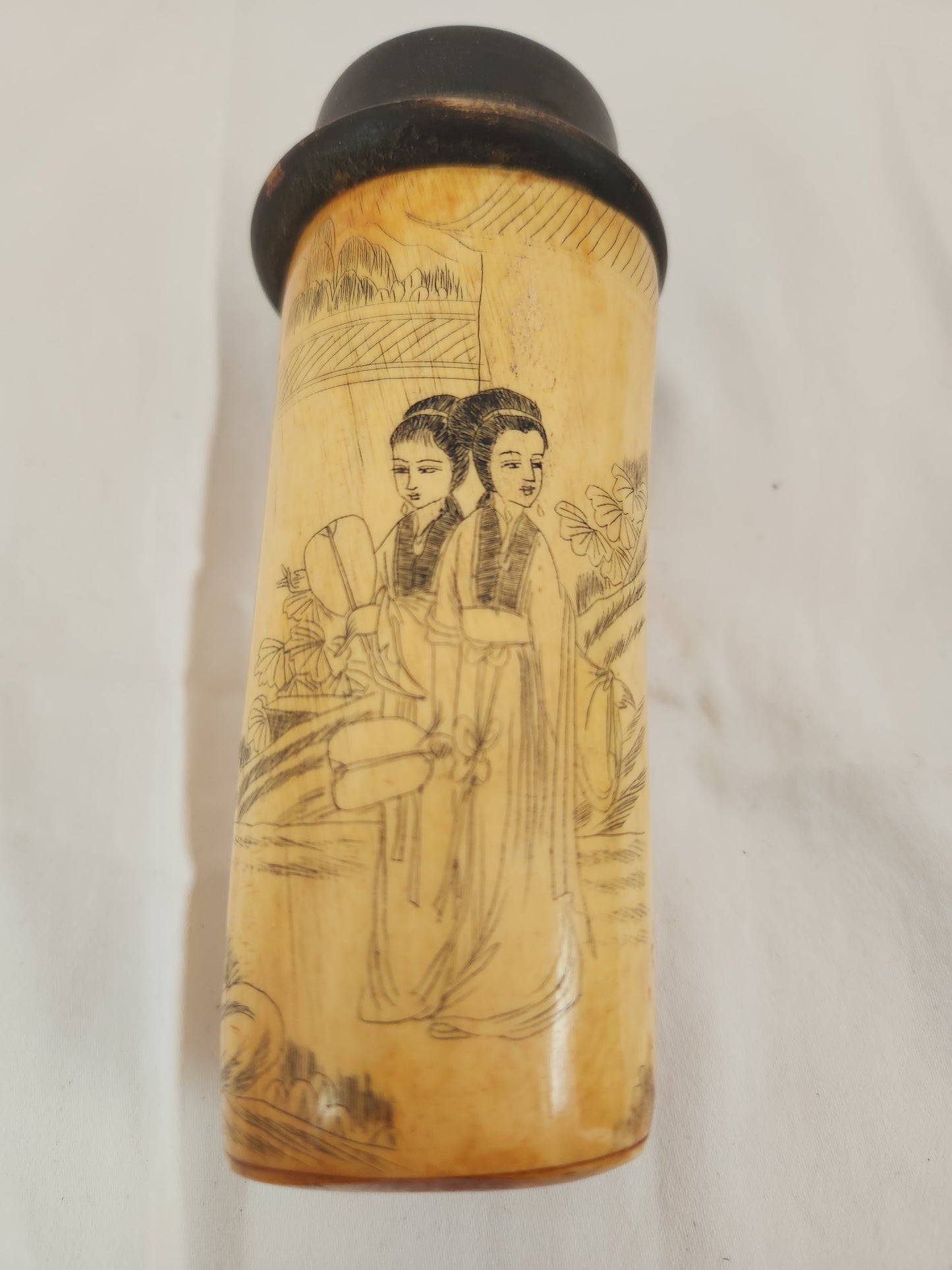 Antique Chinese Bone Scrimshaw Cricket Cage - 5" Tall
