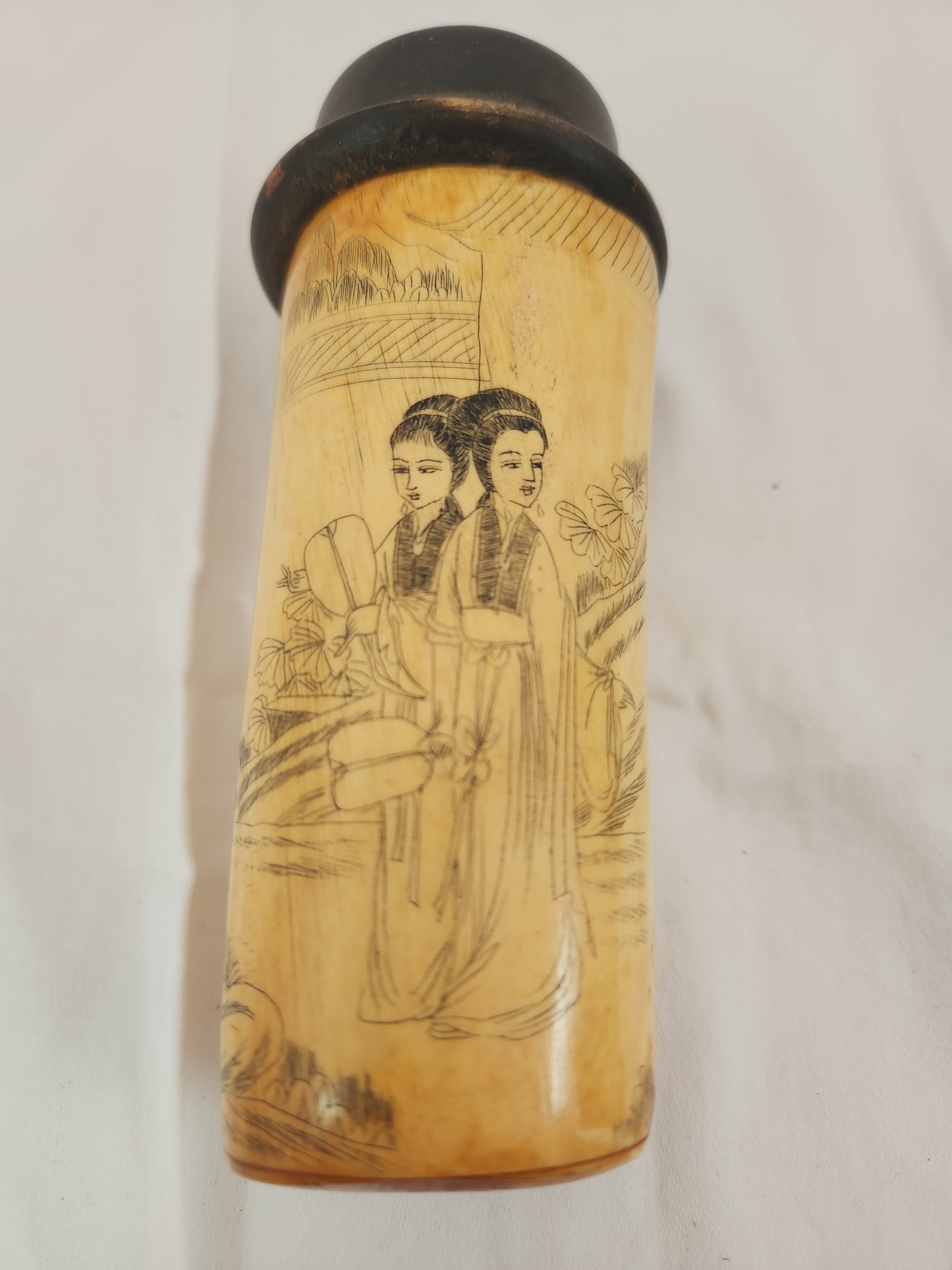 Vintage Chinese Bone Scrimshaw Cricket Cage - 5" Tall