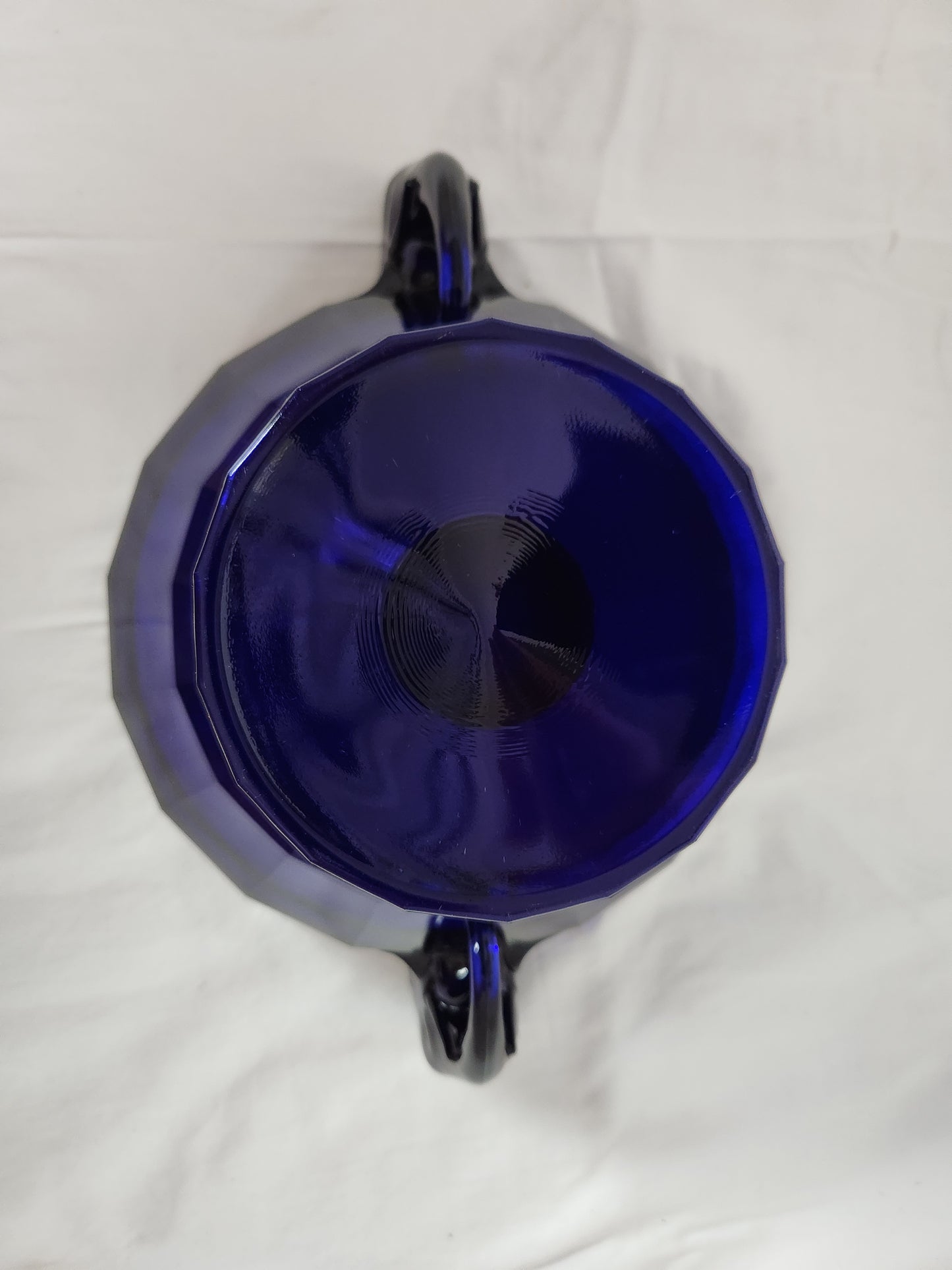 Cobalt Blue Glass Console Bowl w/ Elephant Head Candle Holder Handles