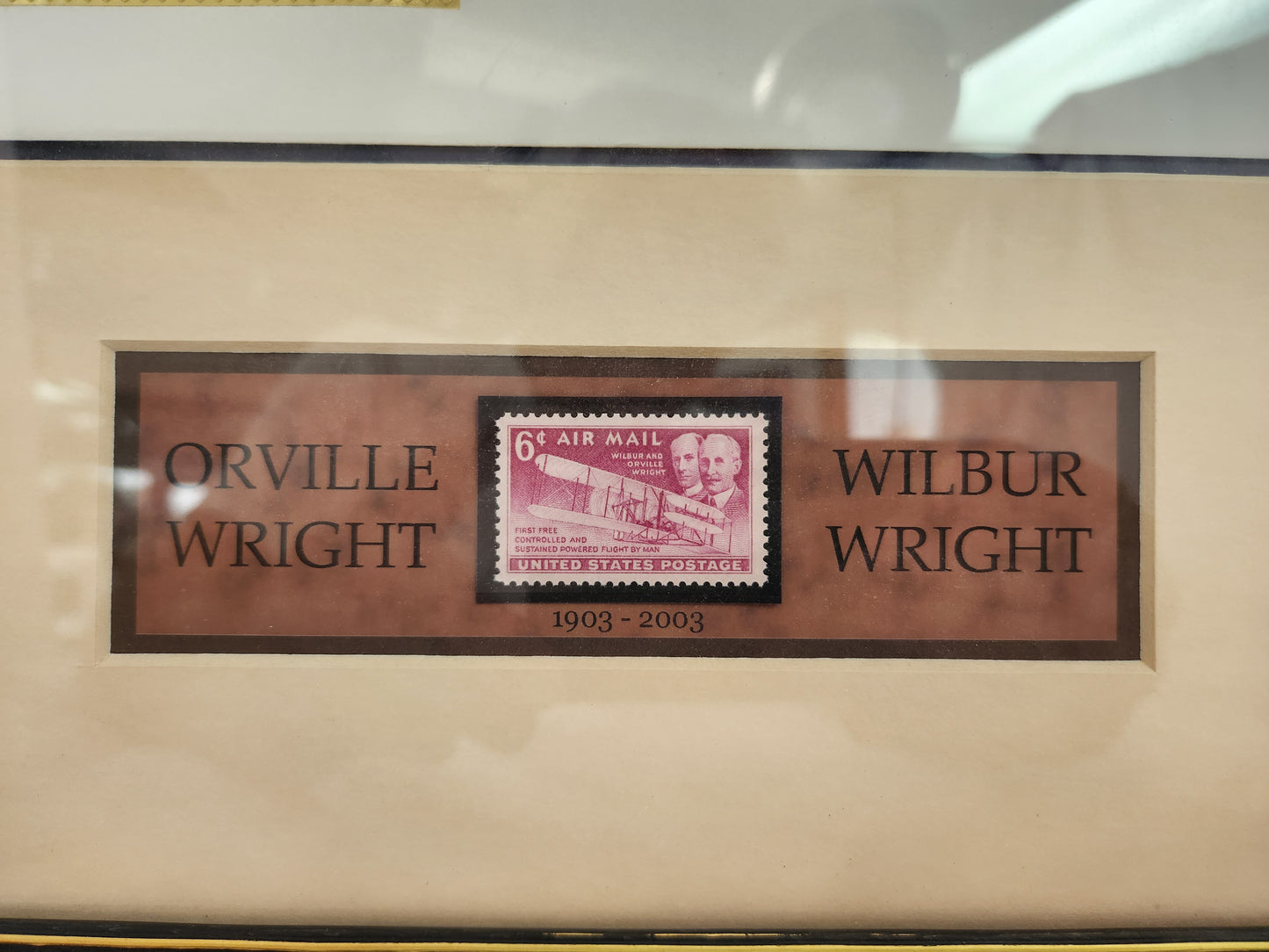 Wright Brothers Framed 100th Anniversary Envelope w/ Stamp & 6 Cent Airmail Stamp