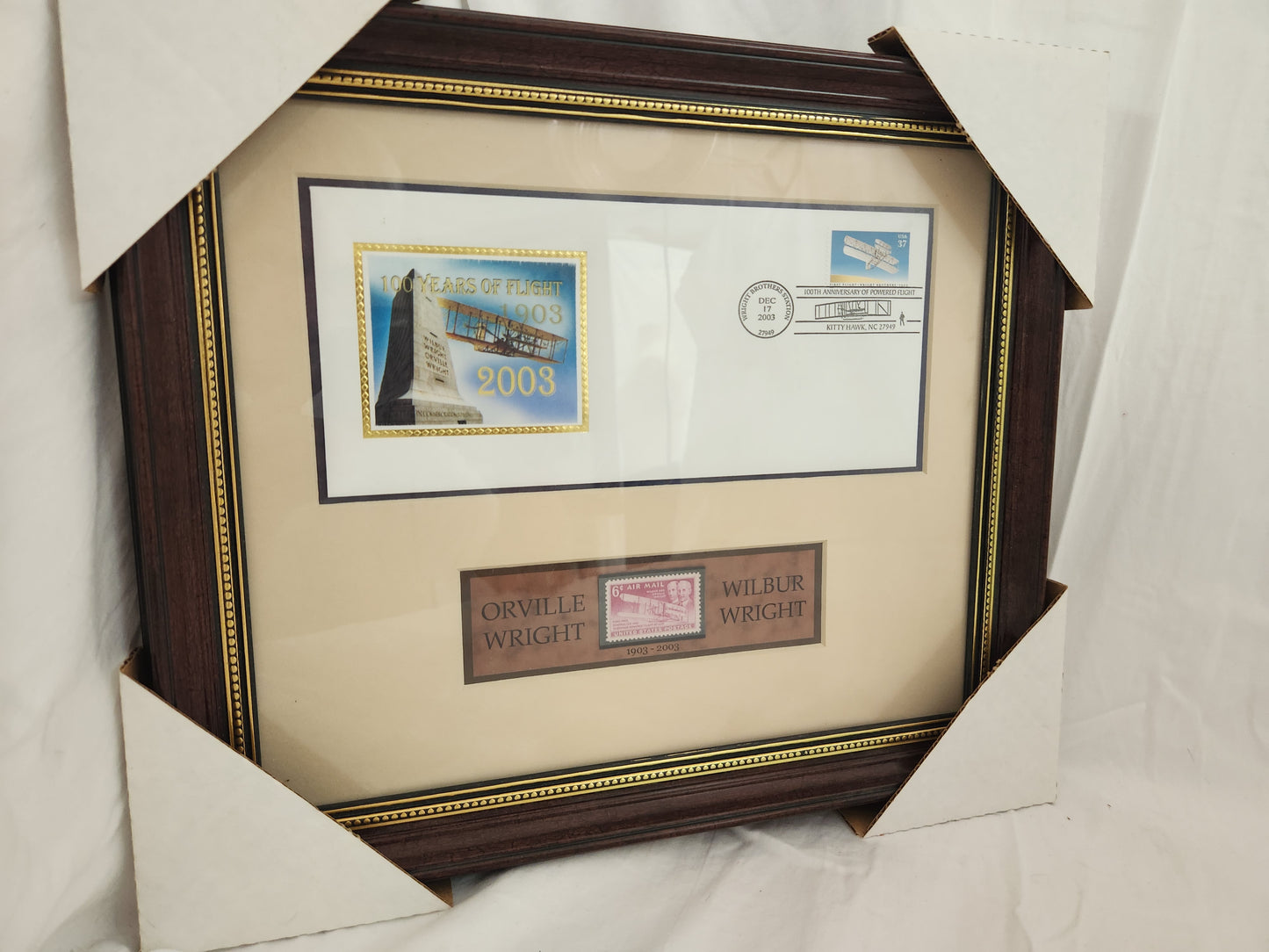 Wright Brothers Framed 100th Anniversary Envelope w/ Stamp & 6 Cent Airmail Stamp