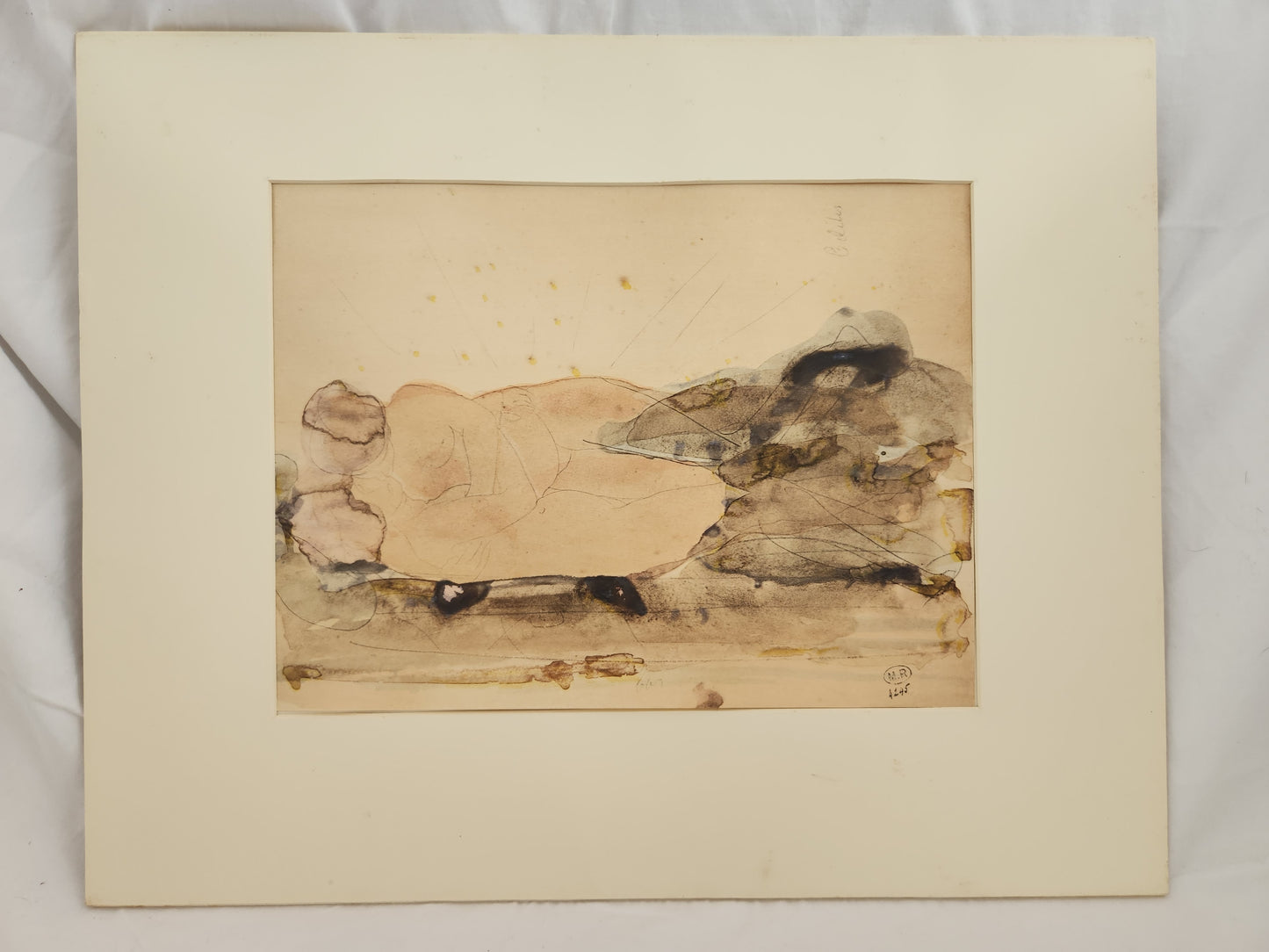 RARE - "Blitis" Facsimile Watercolor Print by Auguste Rodin (1840-1917)