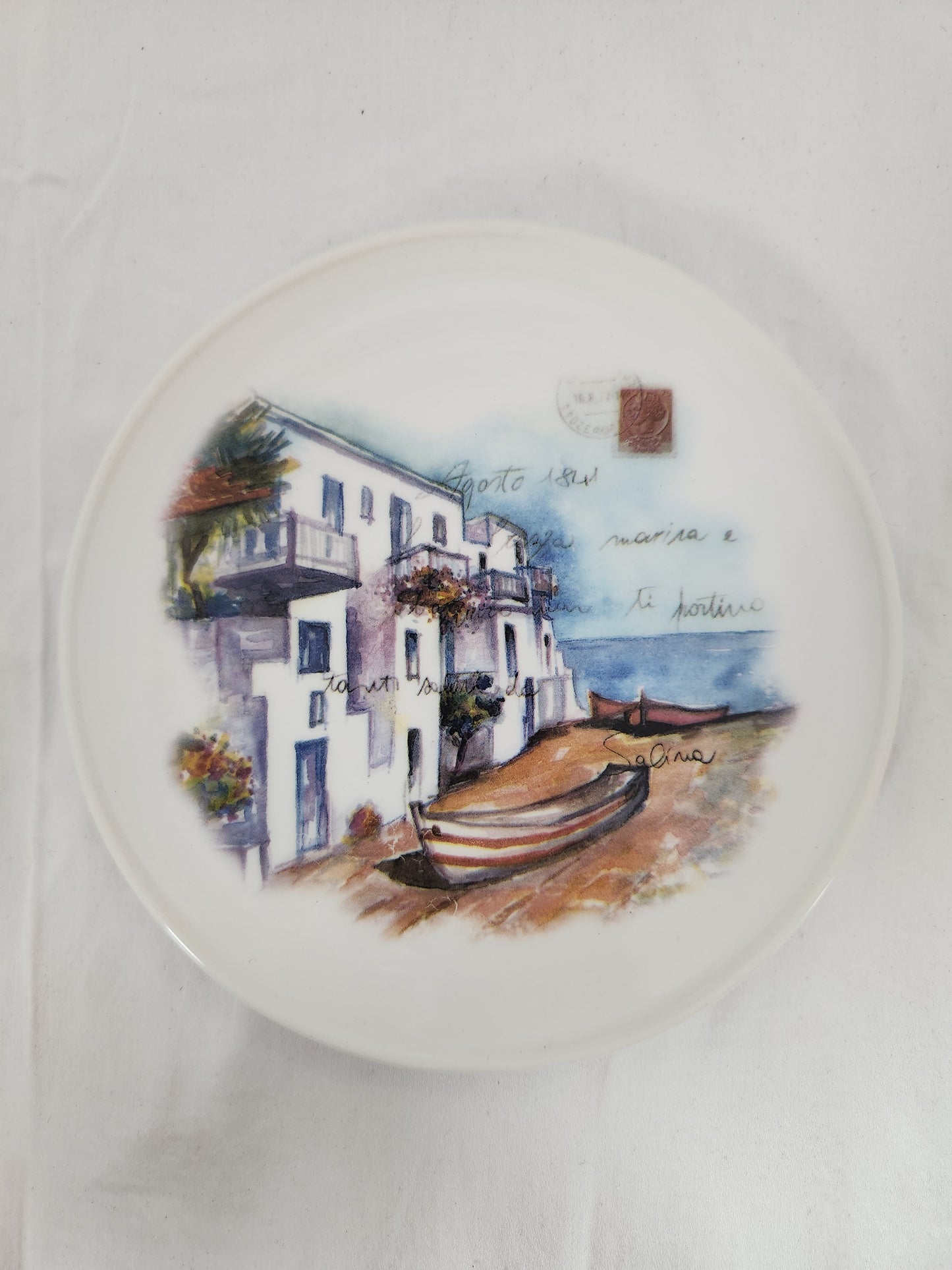 Ceramica Cuore Italy 7-1/4" Postcard Plate La Cazza Marina