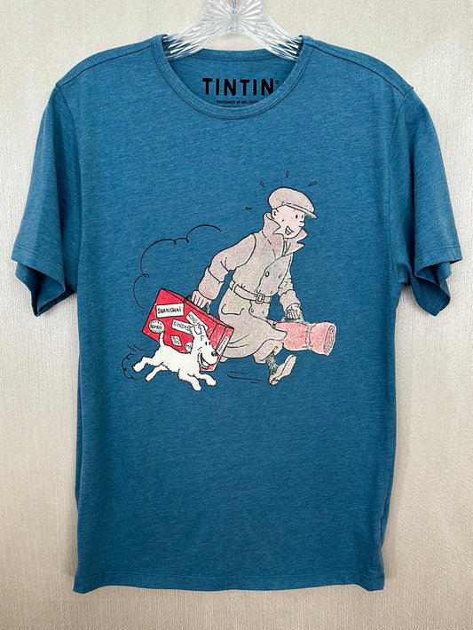 MOULINSART blue Tintin and Snowy Homecoming T-Shirt - S