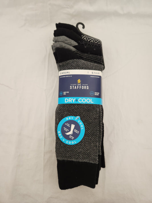 NWT - STAFFORD black grey Dry Cool Casual Socks - 10-13 | Shoe 6.5-12