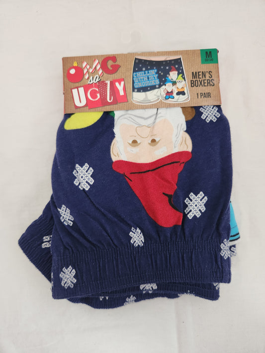 OMG so Ugly - Chillin' with my Gnomes Men's Holiday Boxers - Size: M (32-34)