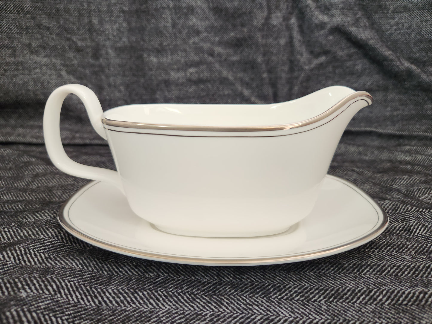 Concord Platinum Gravy Boat w/Underplate by Royal Doulton - #H5048
