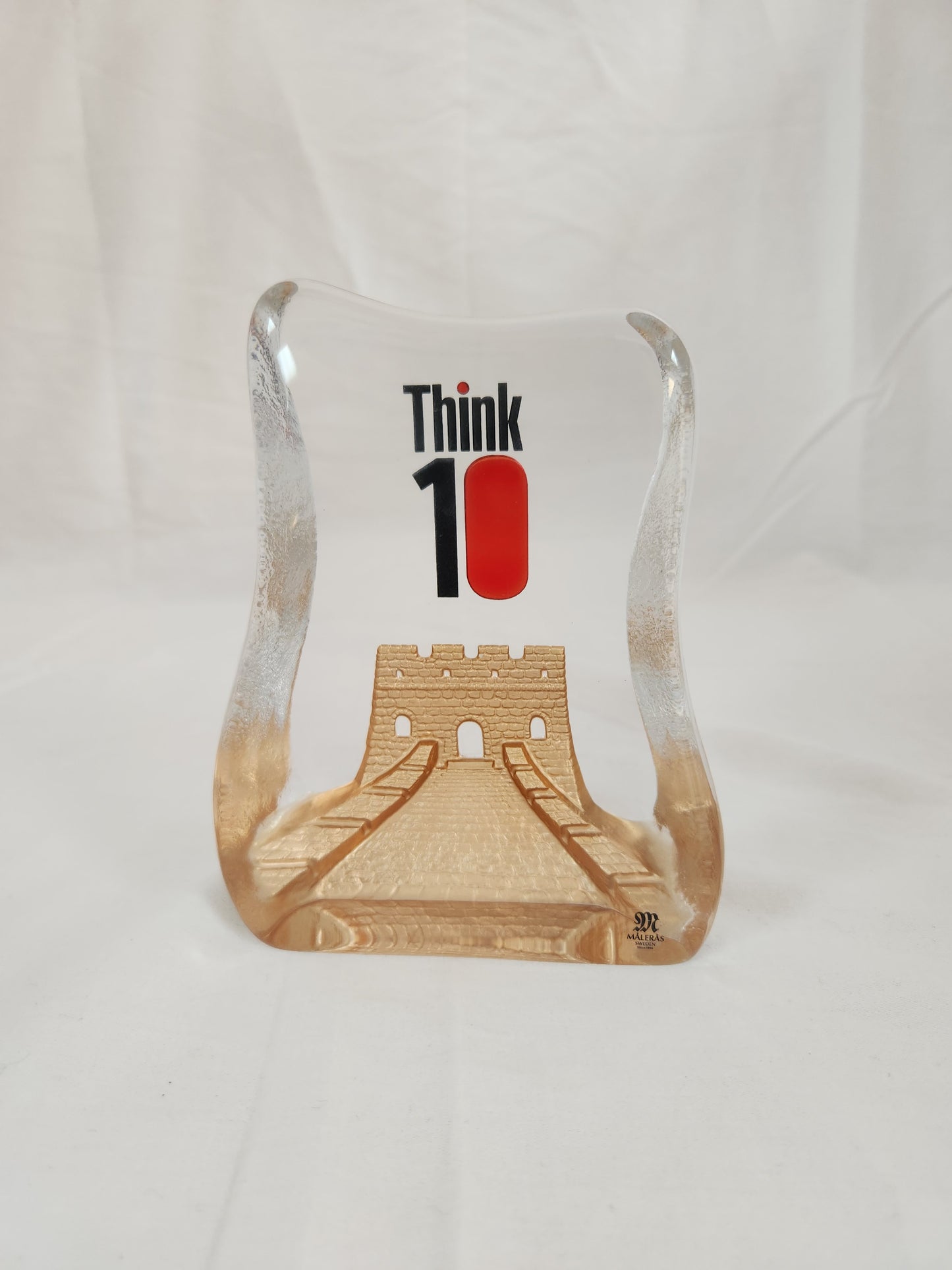 Mats Jonnason Maleras "Think 10" Glass Paperweight