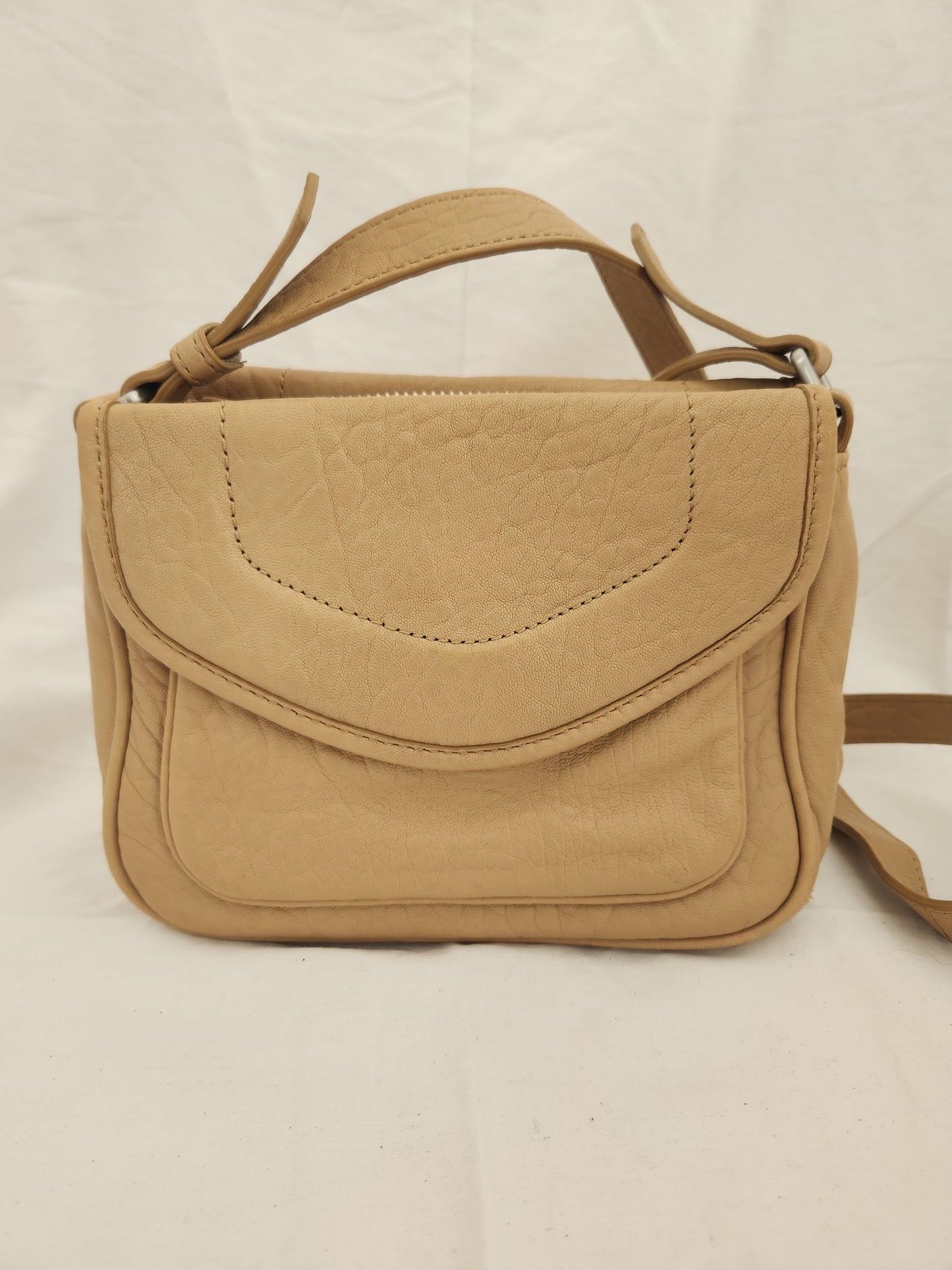 Allibelle small Tan Pebble leather adjustable crossbody bag