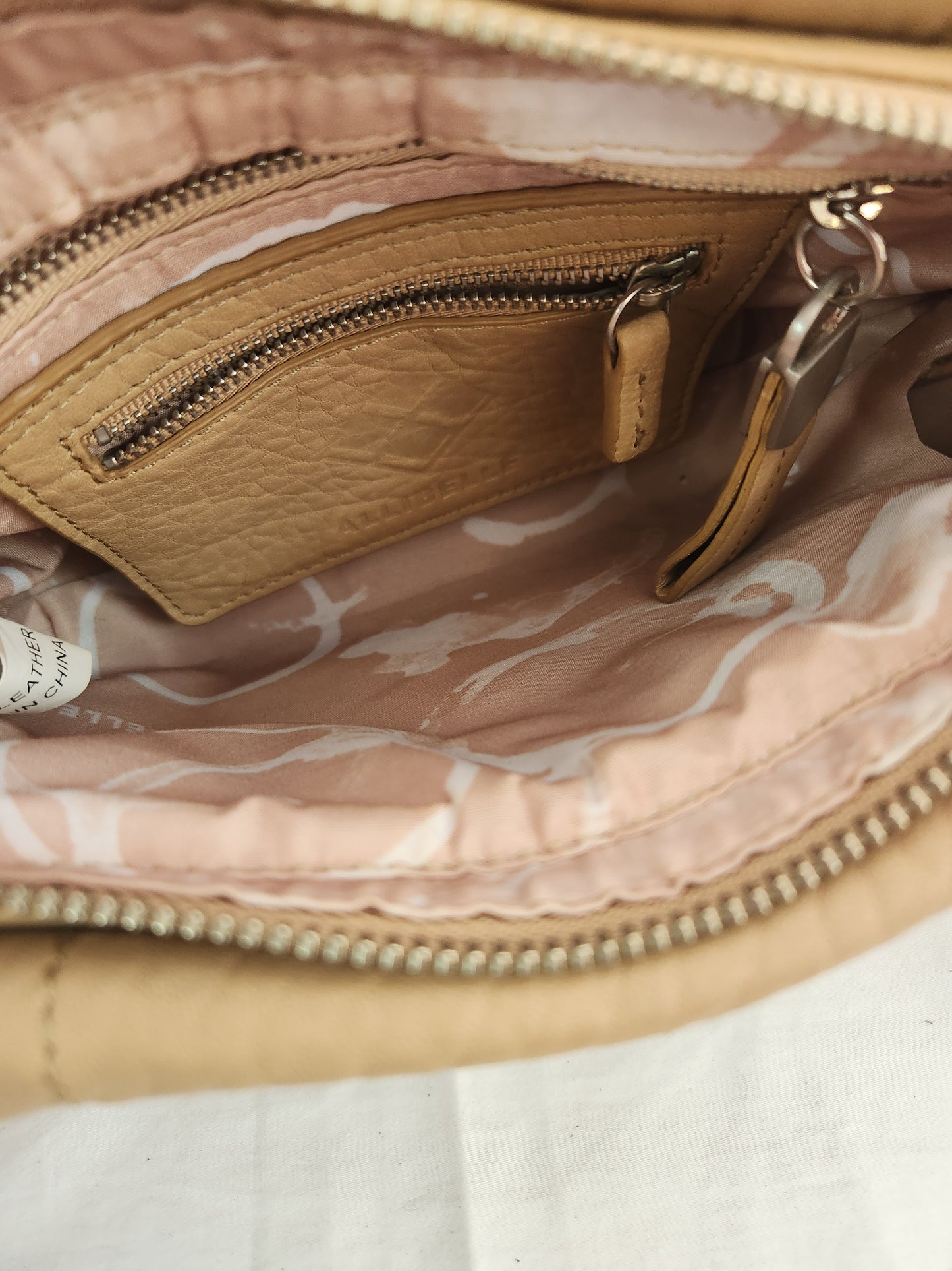 Allibelle small Tan Pebble leather adjustable crossbody bag