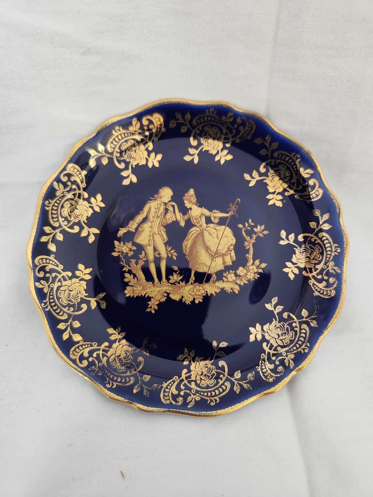 Limoges Veritable D'art 4-1/2" Cobalt Blue & Gold Dish