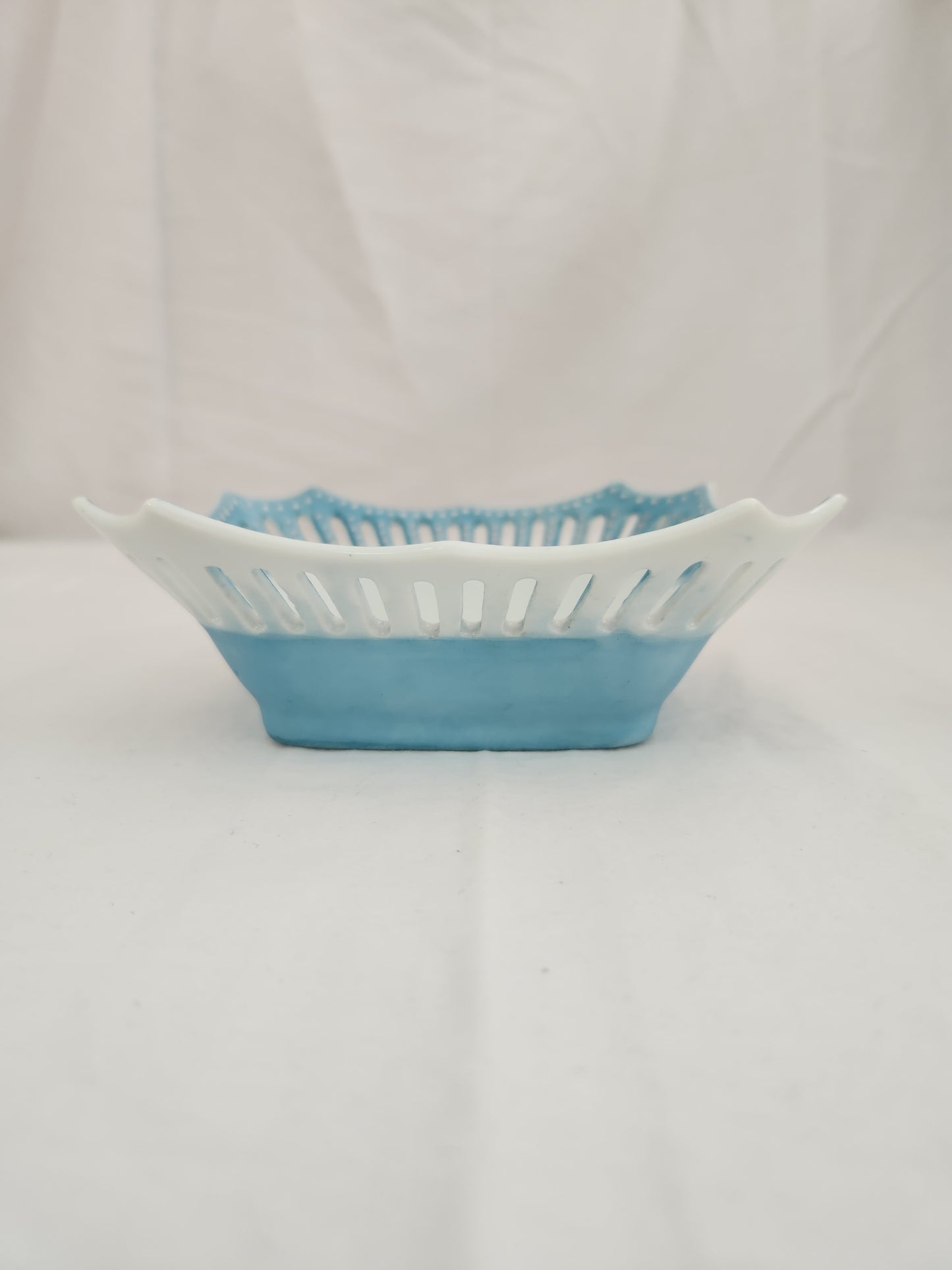 Square Reticulated Light Blue 5-1/2" Trinket/Candy Dish (signed)