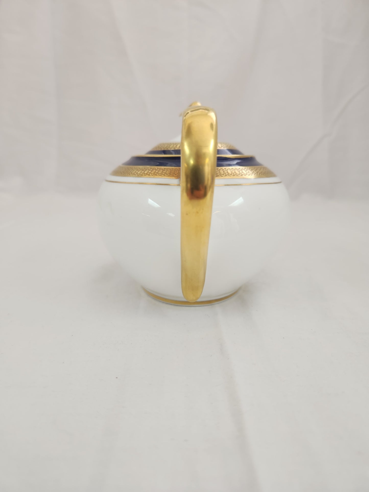 Aynsley Cobalt Royale Bone China Sugar Dish with Lid & Creamer - green back stamp