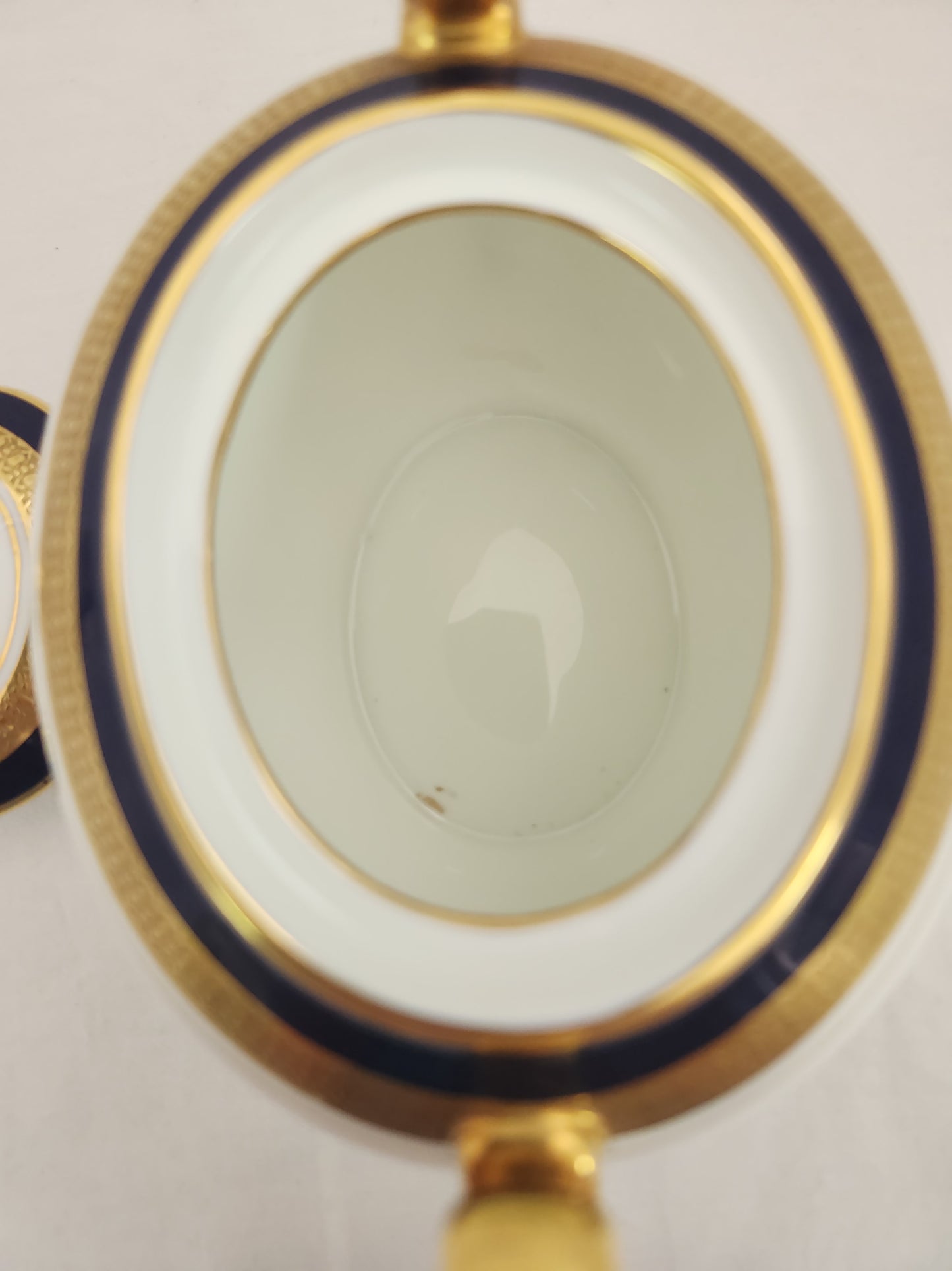 Aynsley Cobalt Royale Bone China Sugar Dish with Lid & Creamer - green back stamp