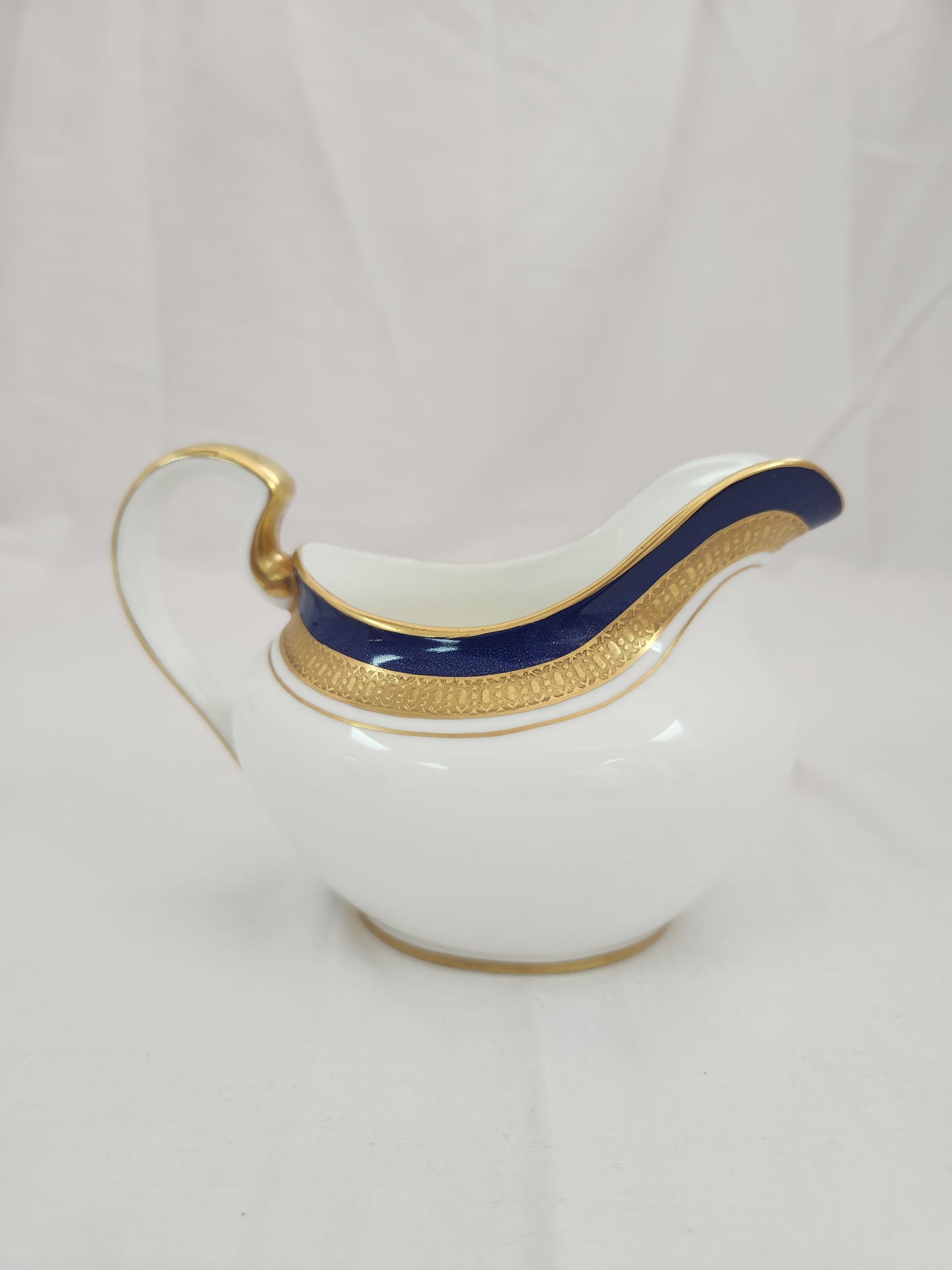 Aynsley Cobalt Royale Bone China Sugar Dish with Lid & Creamer - green back stamp