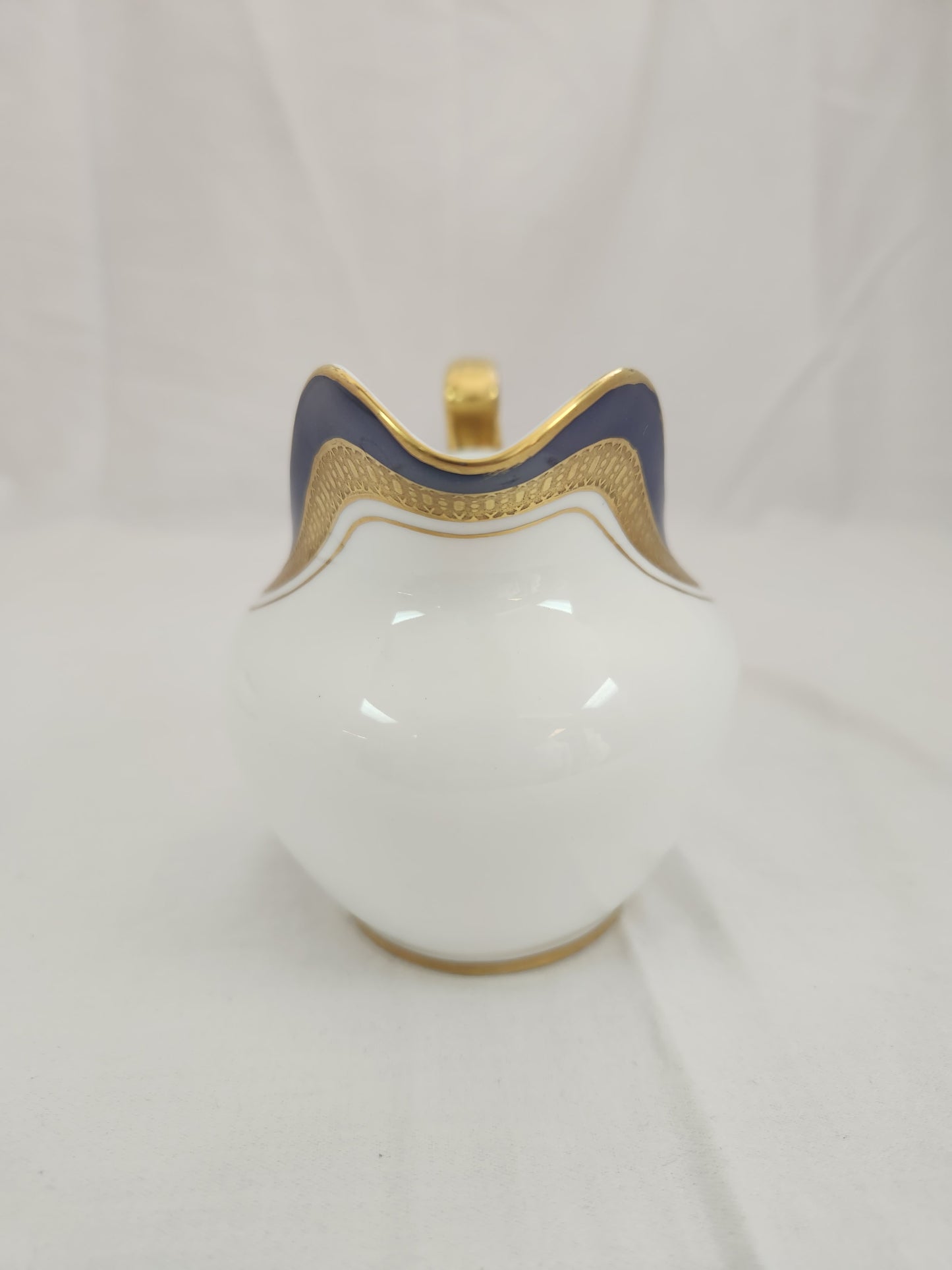 Aynsley Cobalt Royale Bone China Sugar Dish with Lid & Creamer - green back stamp