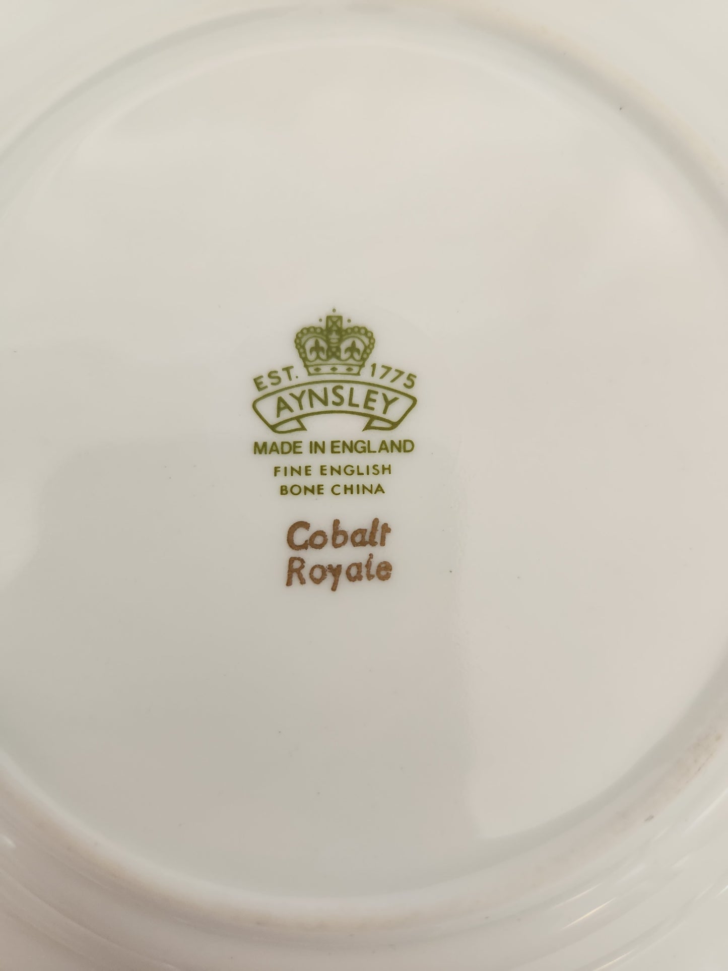 Aynsley Cobalt Royale Bone China Bread & Butter Plate - green back stamp