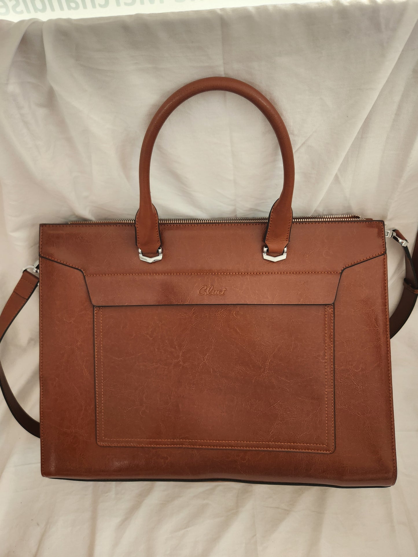 CLUCI Genuine Leather Briefcase holds a slim 15.6 Inch Laptop