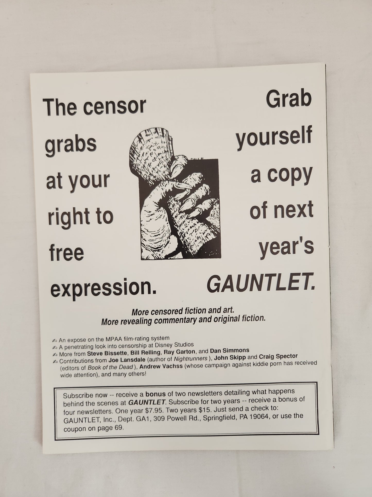 1990 Gauntlet: Exploring the Limits of Free Expression Premier Issue