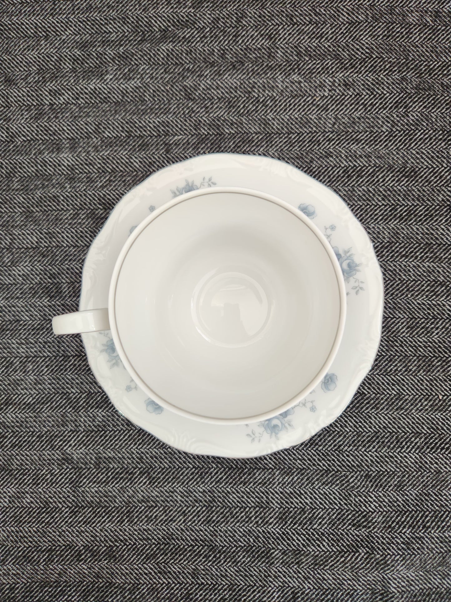 Blue Garland by JOHANN HAVILAND Flat Cup & Saucer (Bavaria Backstamp)