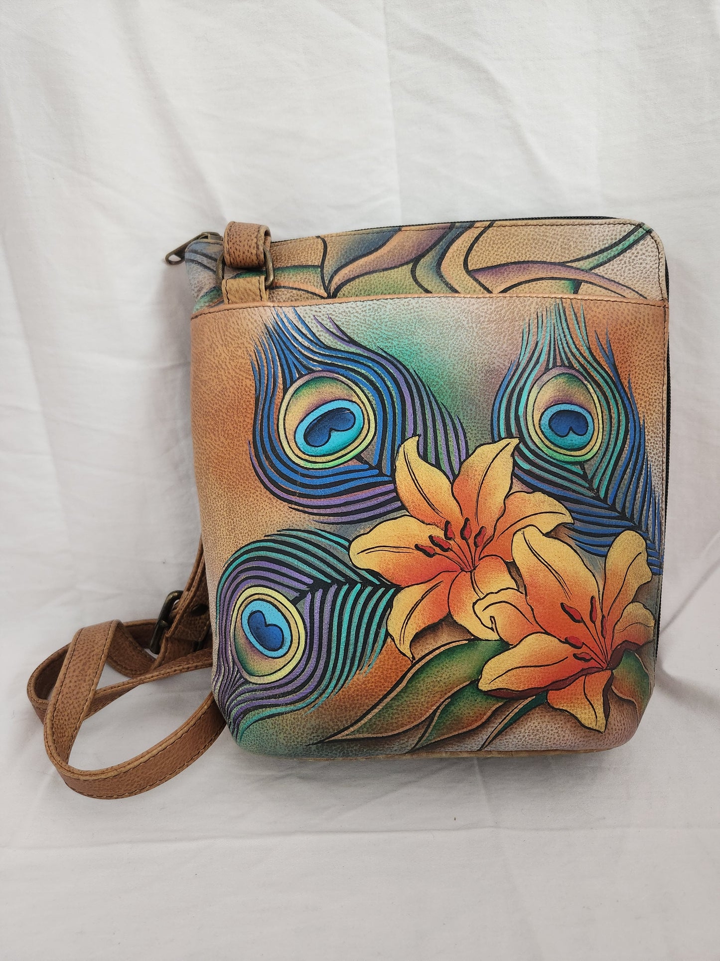 Anuschka Hand Painted Leather Crossbody Bag