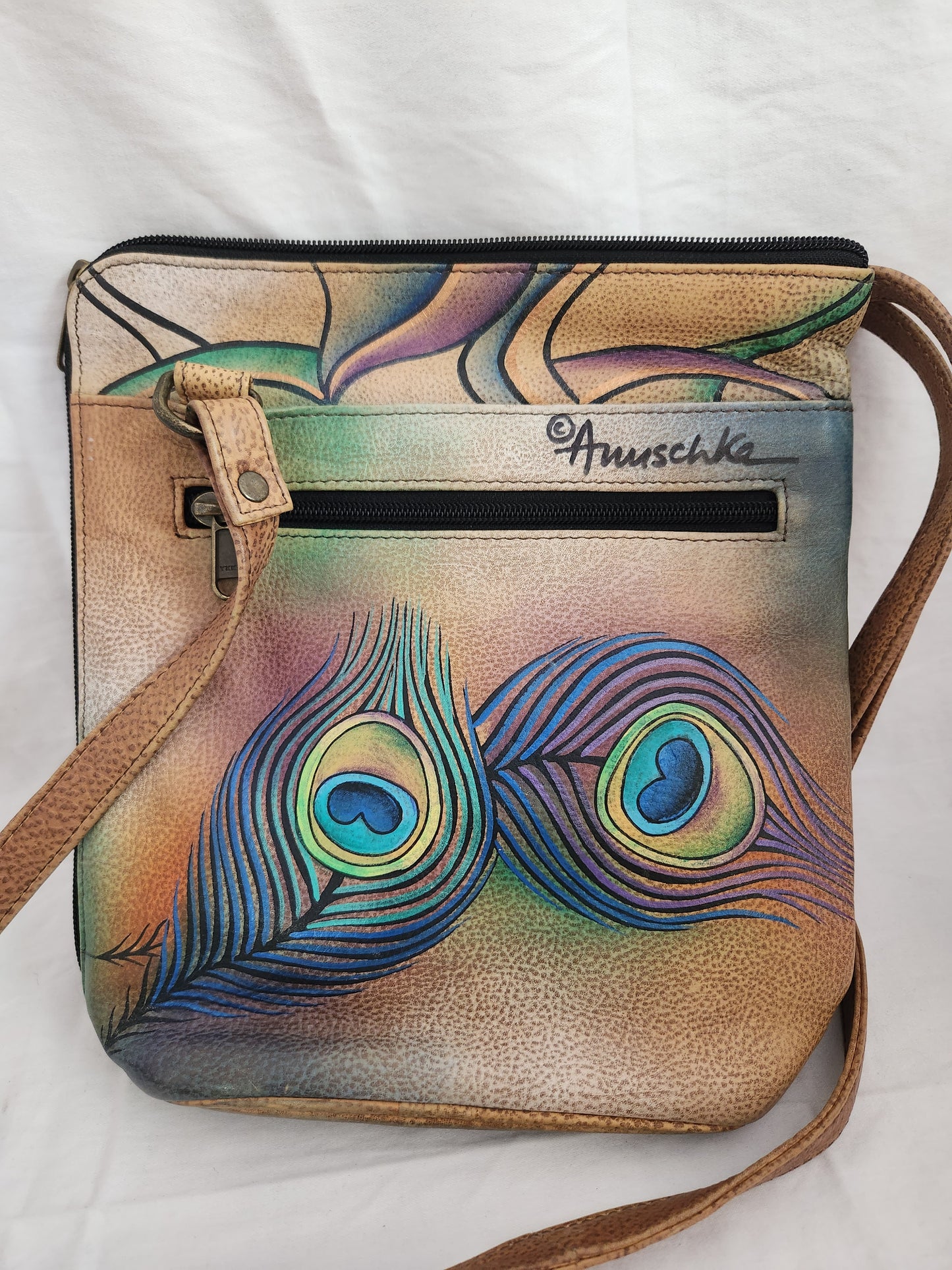 Anuschka Hand Painted Leather Crossbody Bag