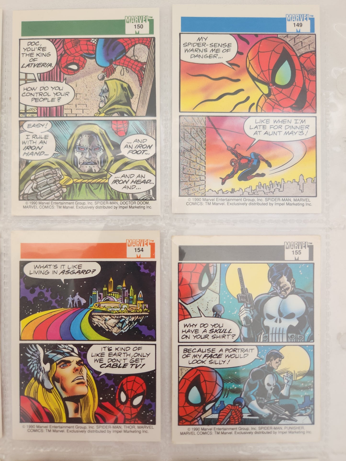 1990 - Spider-Man Presents Trading Cards #149,150,152,153,154,155,157,159 & 160