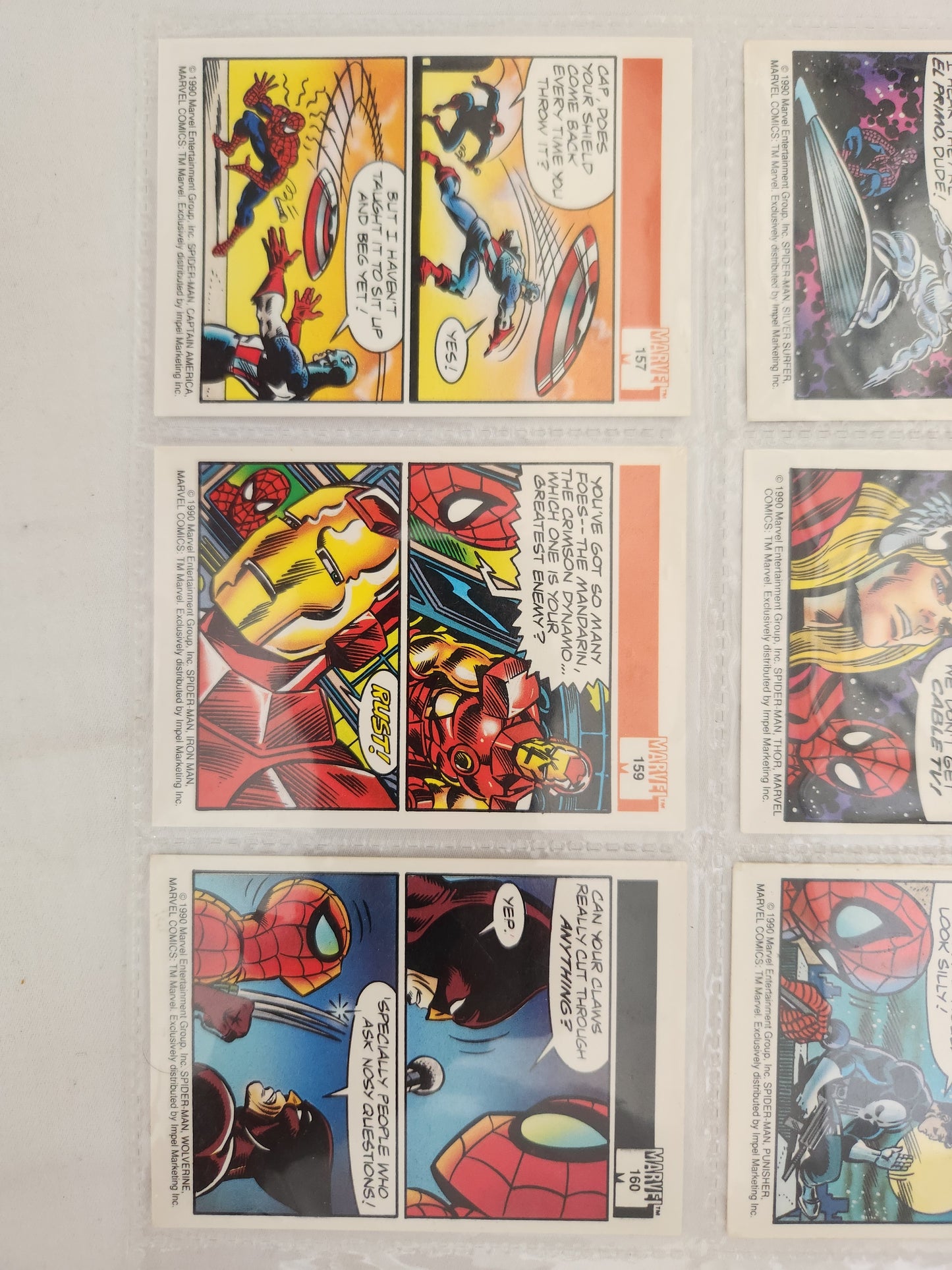 1990 - Spider-Man Presents Trading Cards #149,150,152,153,154,155,157,159 & 160