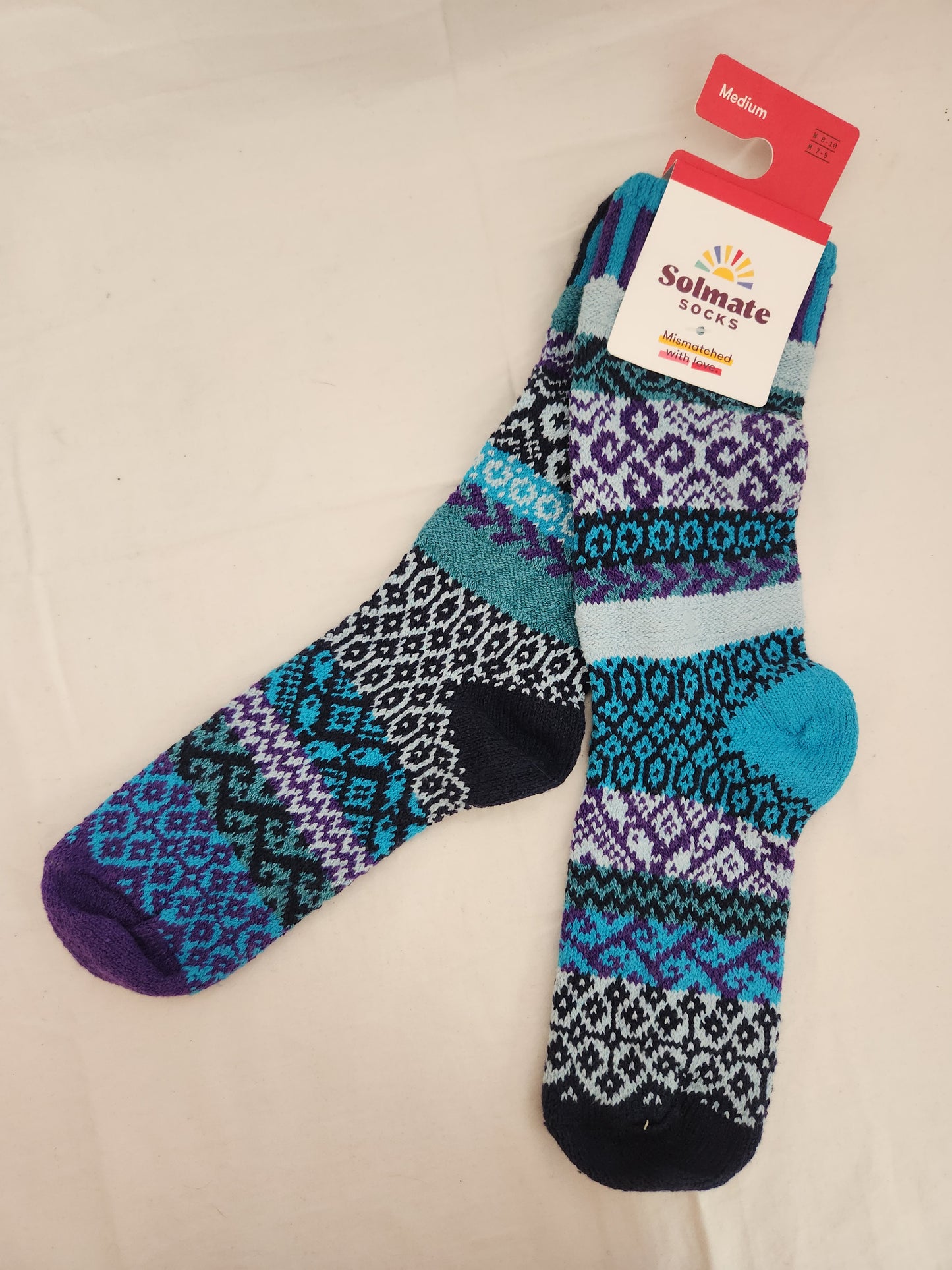 Solmate Mismatched Crew Socks - Size: M (W 8-10/ M 7-9)