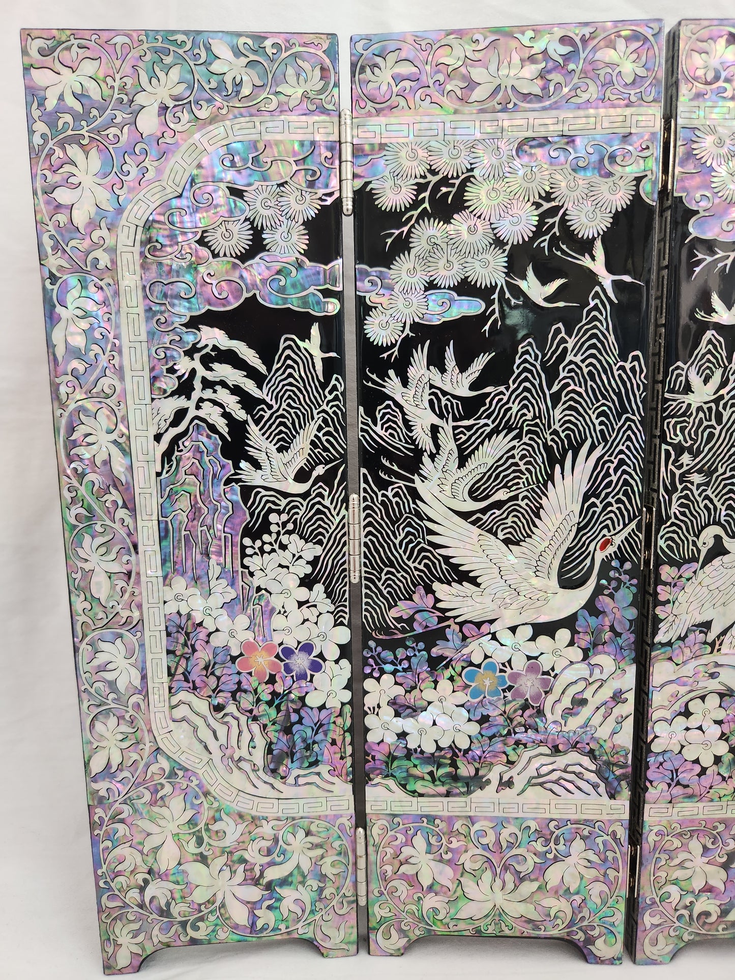 Korean Mother of Pearl Inlay 6-Panel Folding Mini Screen