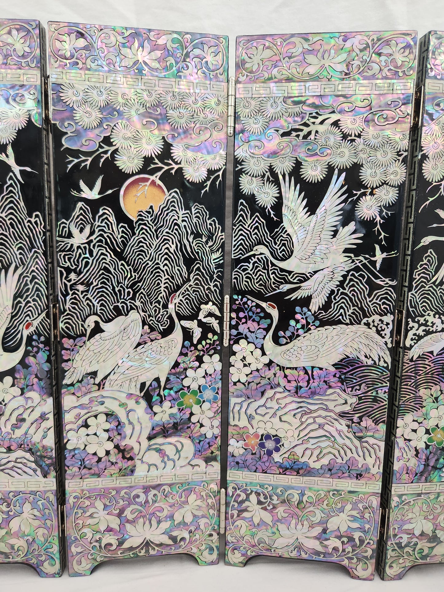 Korean Mother of Pearl Inlay 6-Panel Folding Mini Screen