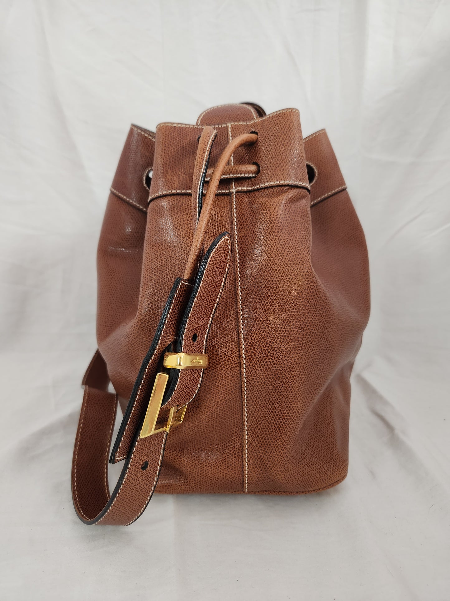 Vintage Salvatore Ferragamo Brown Leather Bucket Bag - Model #21-2707