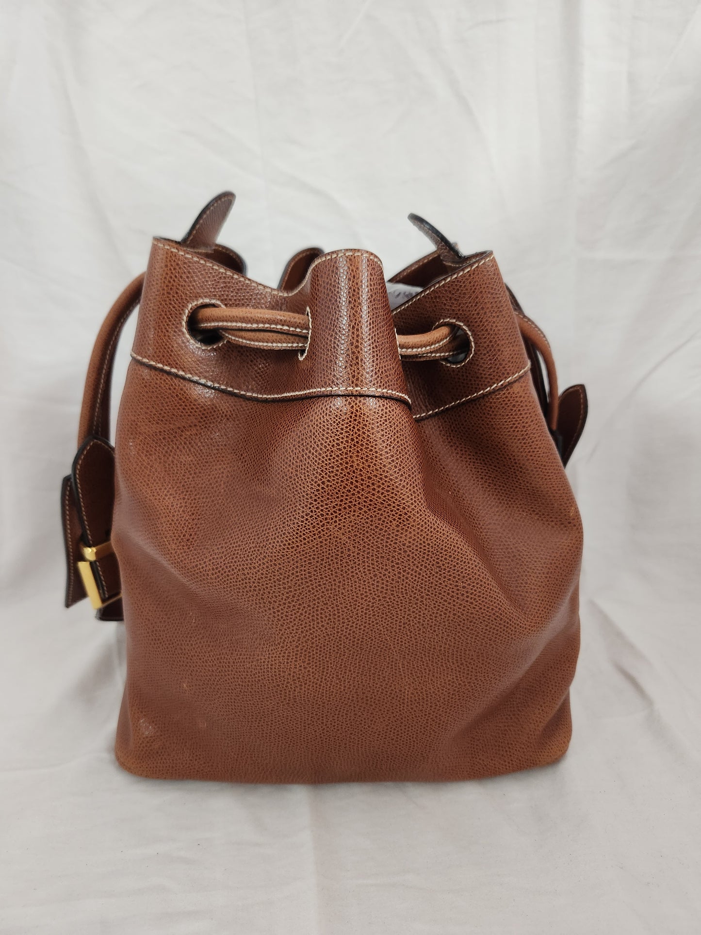 Vintage Salvatore Ferragamo Brown Leather Bucket Bag - Model #21-2707