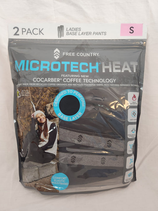 Free Country Ladies Microtech Heat Black Base Layer Pants (2 Pack)- Size: S