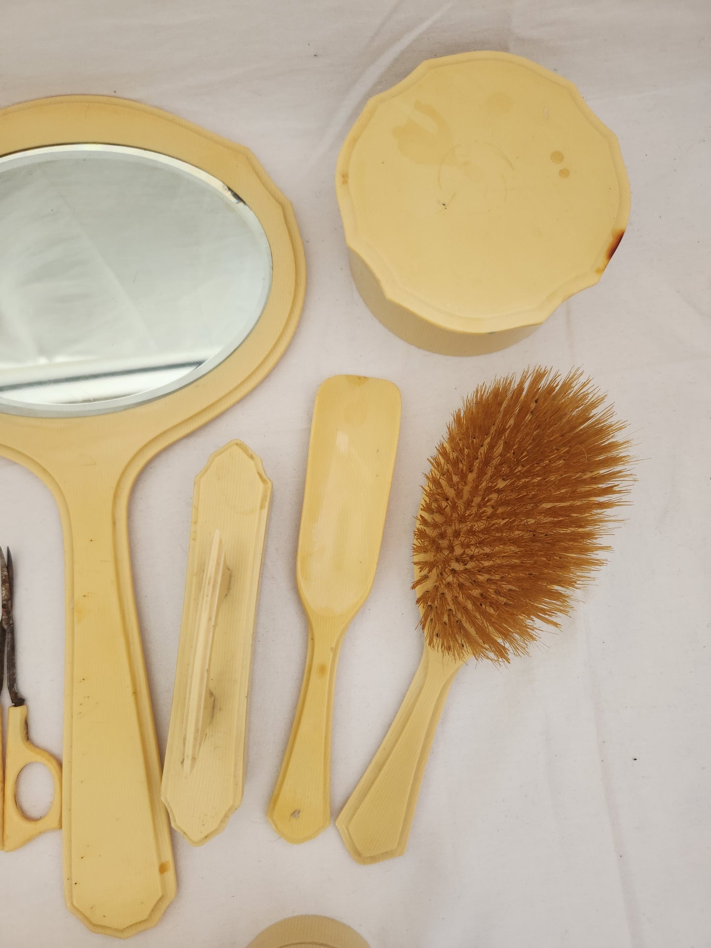 13-Piece Vintage Yellow Celluloid Vanity Set