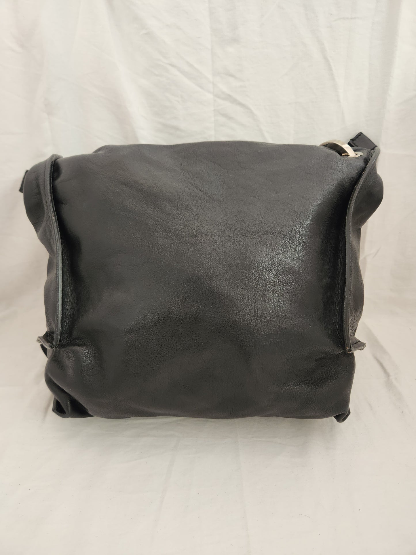 RARE - CoSTUME NATIONAL Large Black Leather Hobo Bag