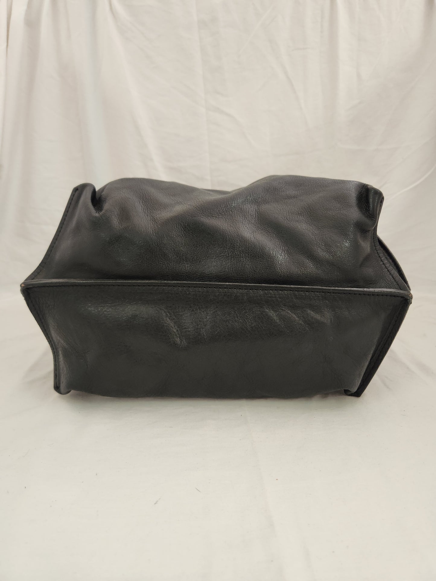 RARE - CoSTUME NATIONAL Large Black Leather Hobo Bag