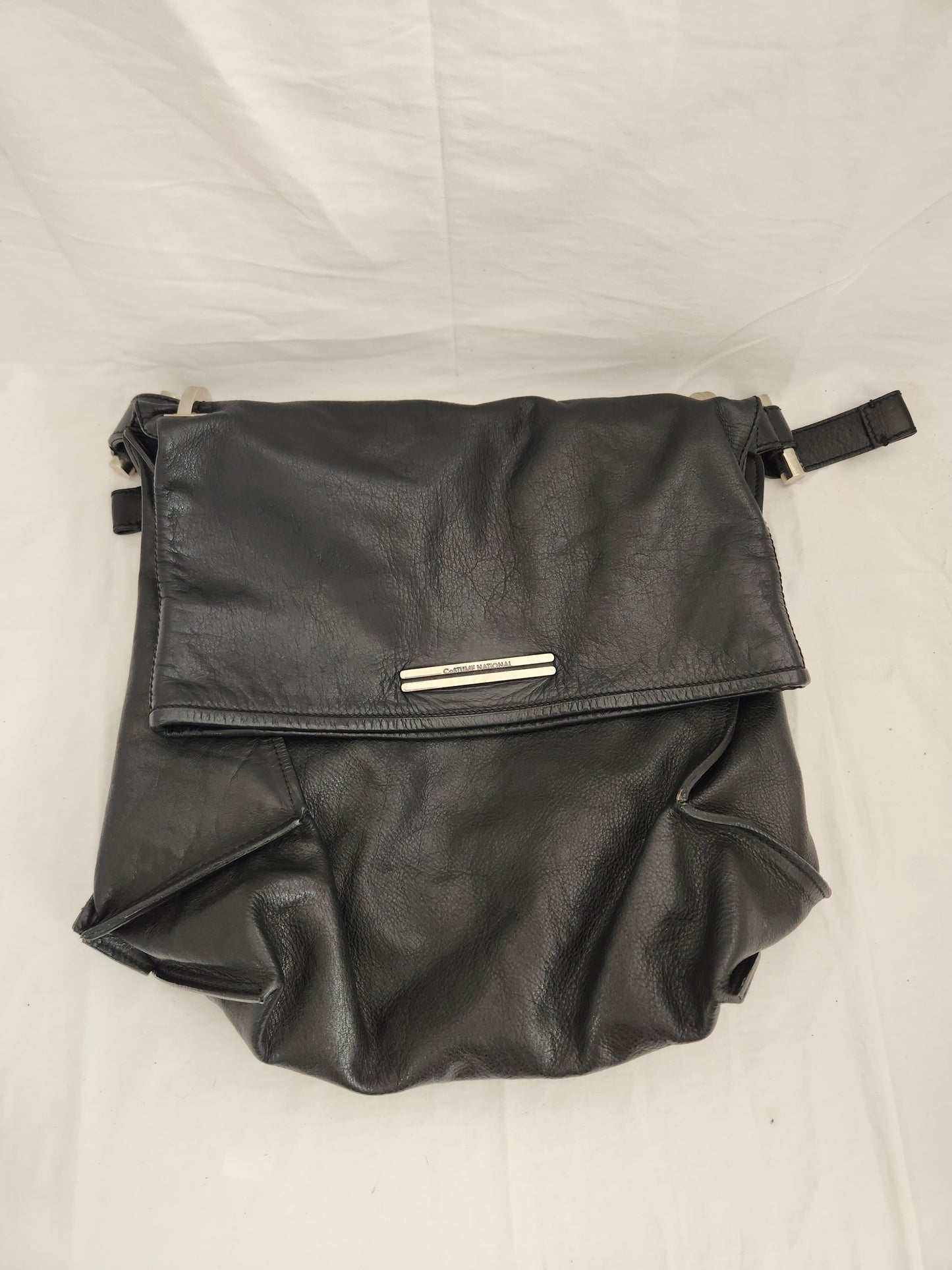 RARE - CoSTUME NATIONAL Large Black Leather Hobo Bag