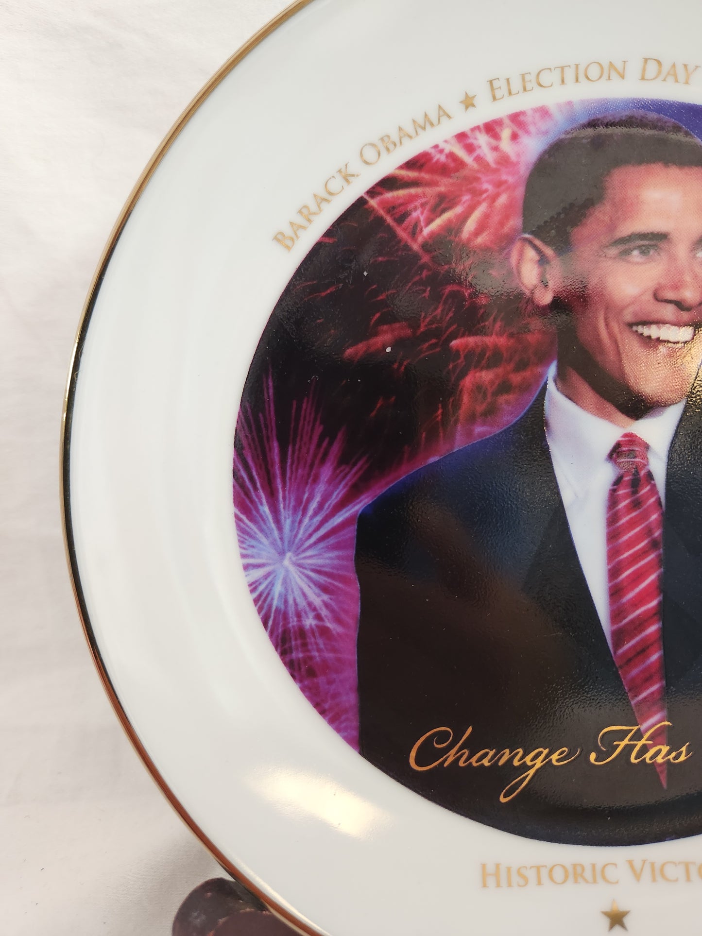 Barack Obama "Change Has Come" Election Day November 4, 2008 Decorative Plate