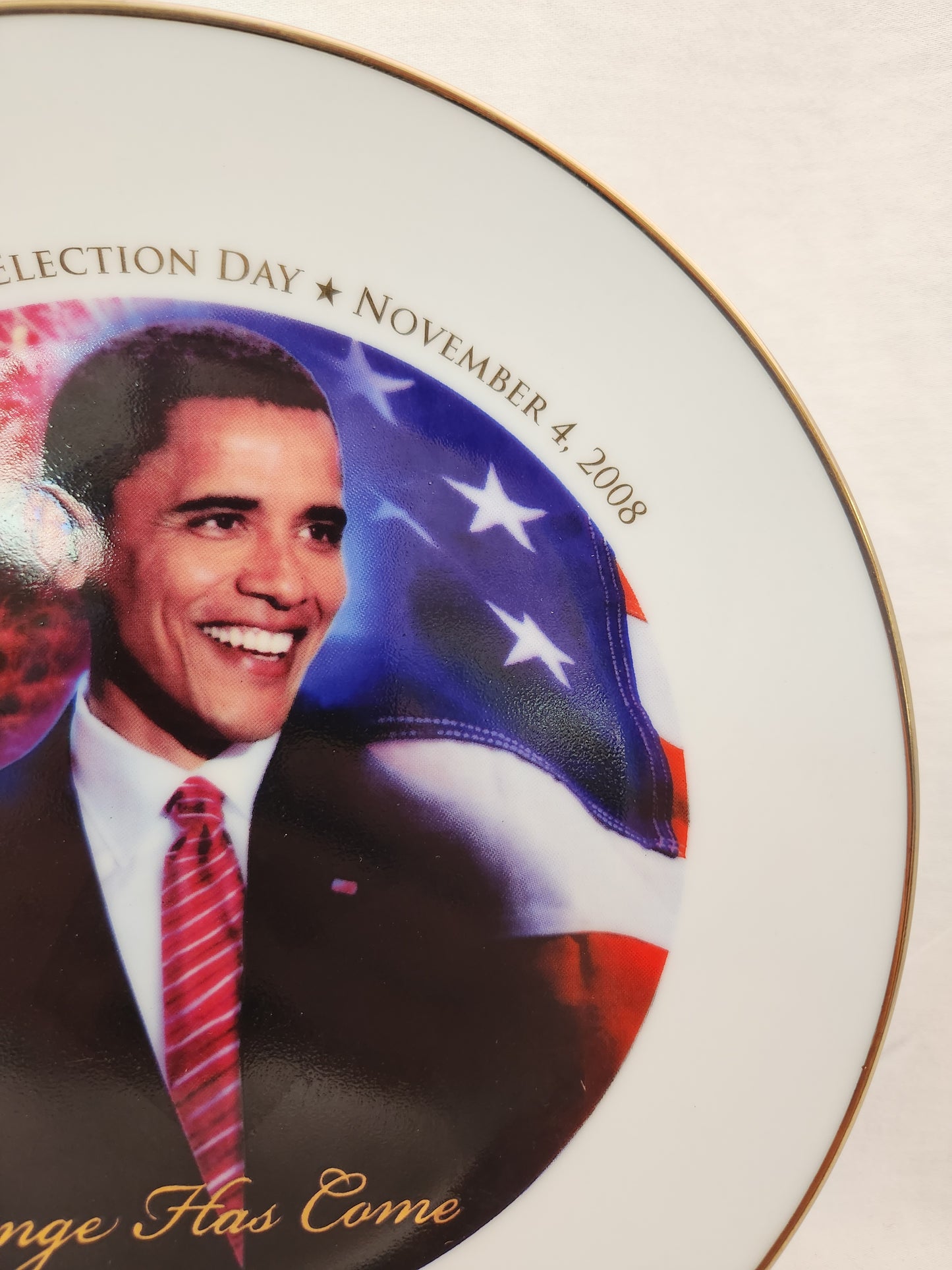 Barack Obama "Change Has Come" Election Day November 4, 2008 Decorative Plate