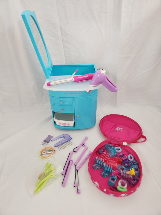 American Girl Starry Styling Kit & Truly Blue Hairstyling Caddy with Accessories