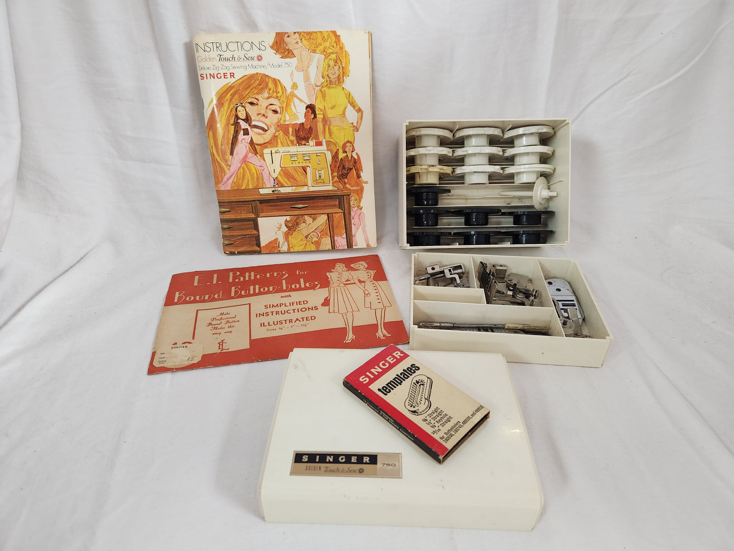 Vintage Singer 750 Golden Touch & Sew Instruction Manual & Accessories